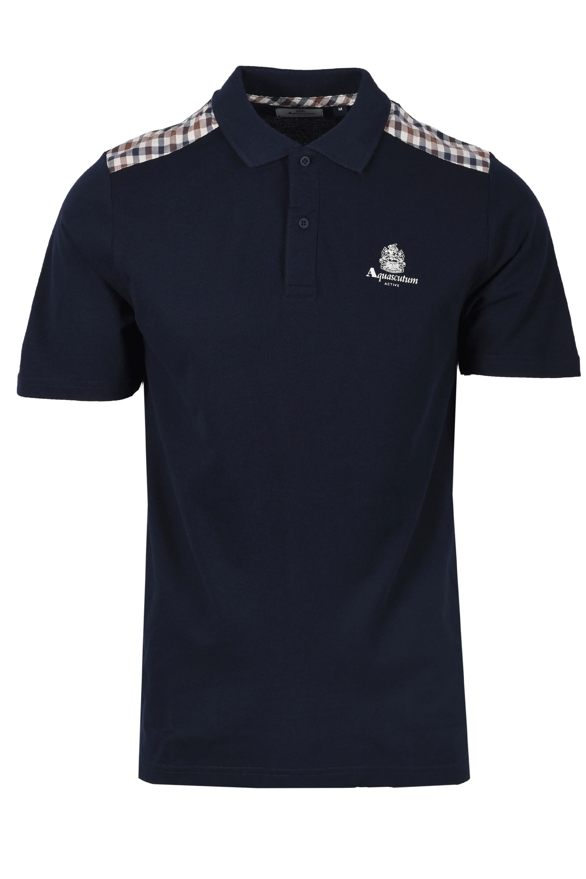 Aquascutum Club Check Details Polo Shirt Navy