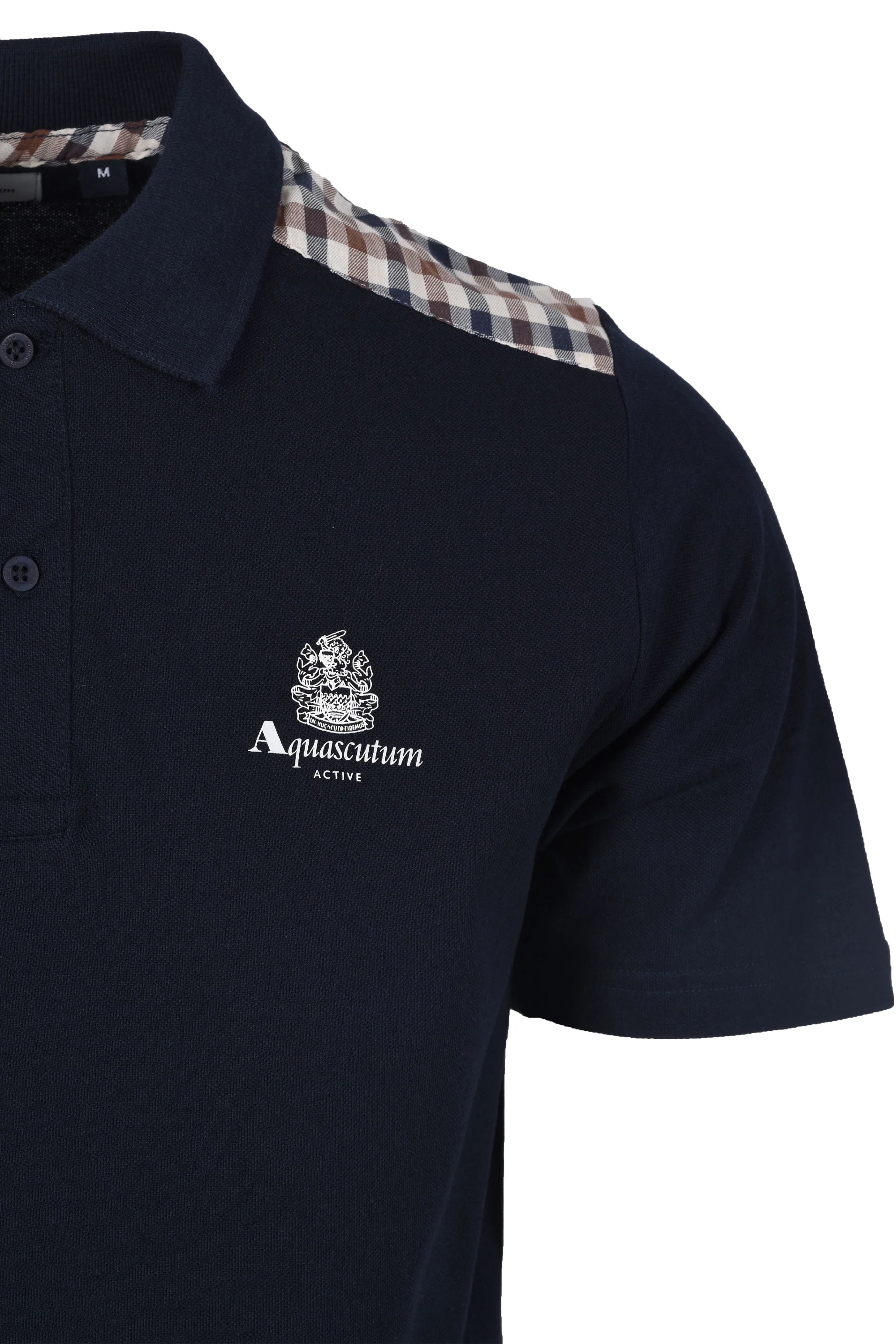 Aquascutum Club Check Details Polo Shirt Navy - Image 2