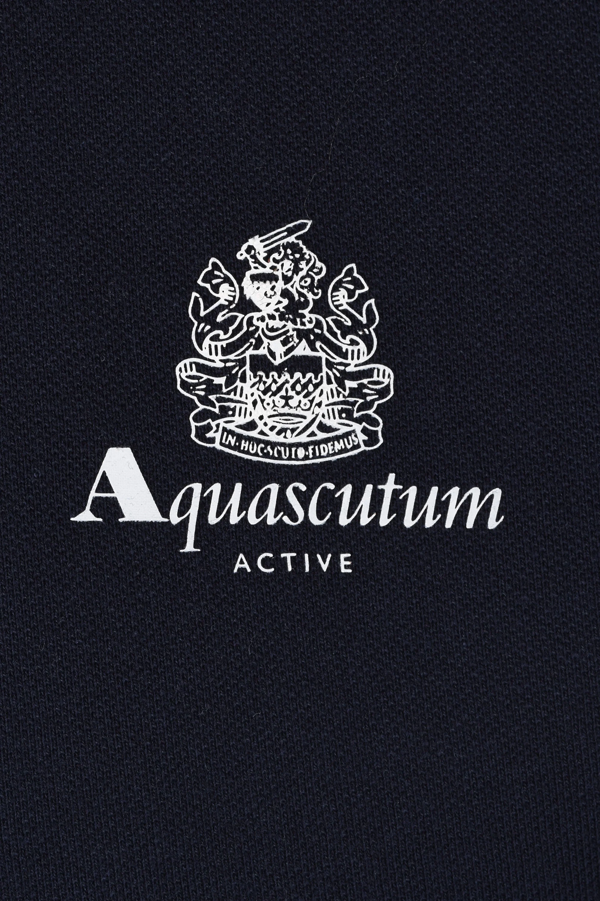 Aquascutum Club Check Details Polo Shirt Navy - Image 3
