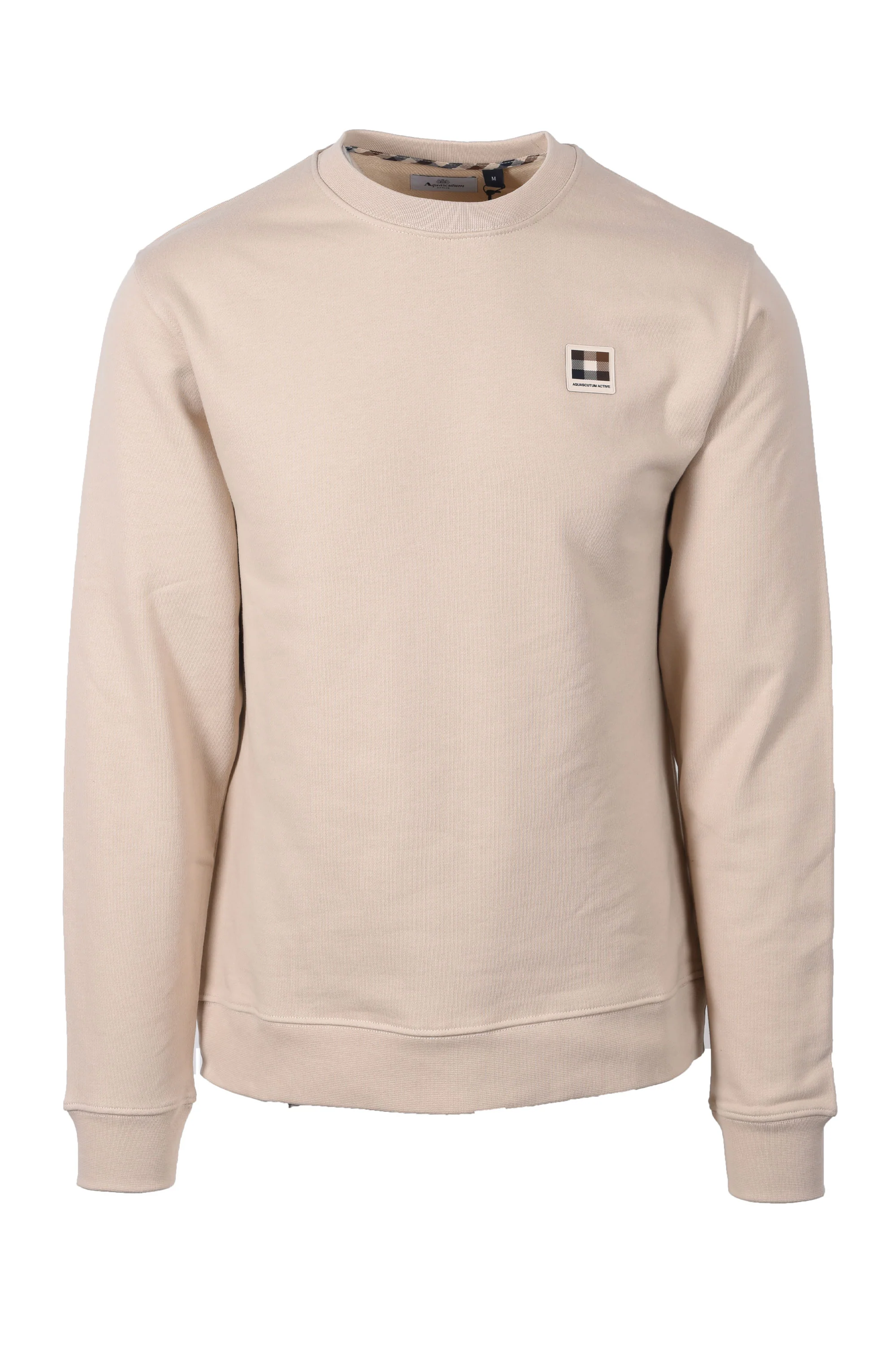 AQUASCUTUM BADGE CREWNECK SWEATSHIRT BEIGE