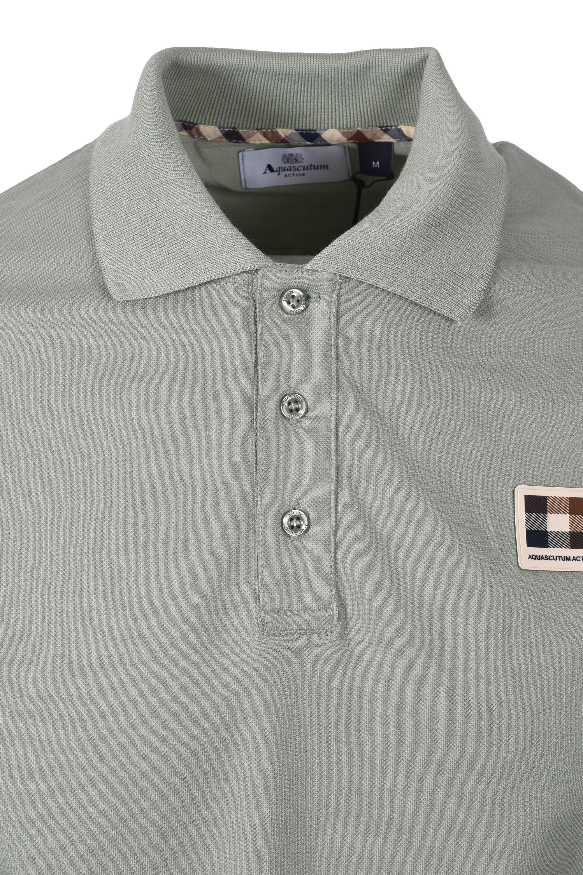 AQUASCUTUM CHECK POLO SHIRT SALVIA - Image 2
