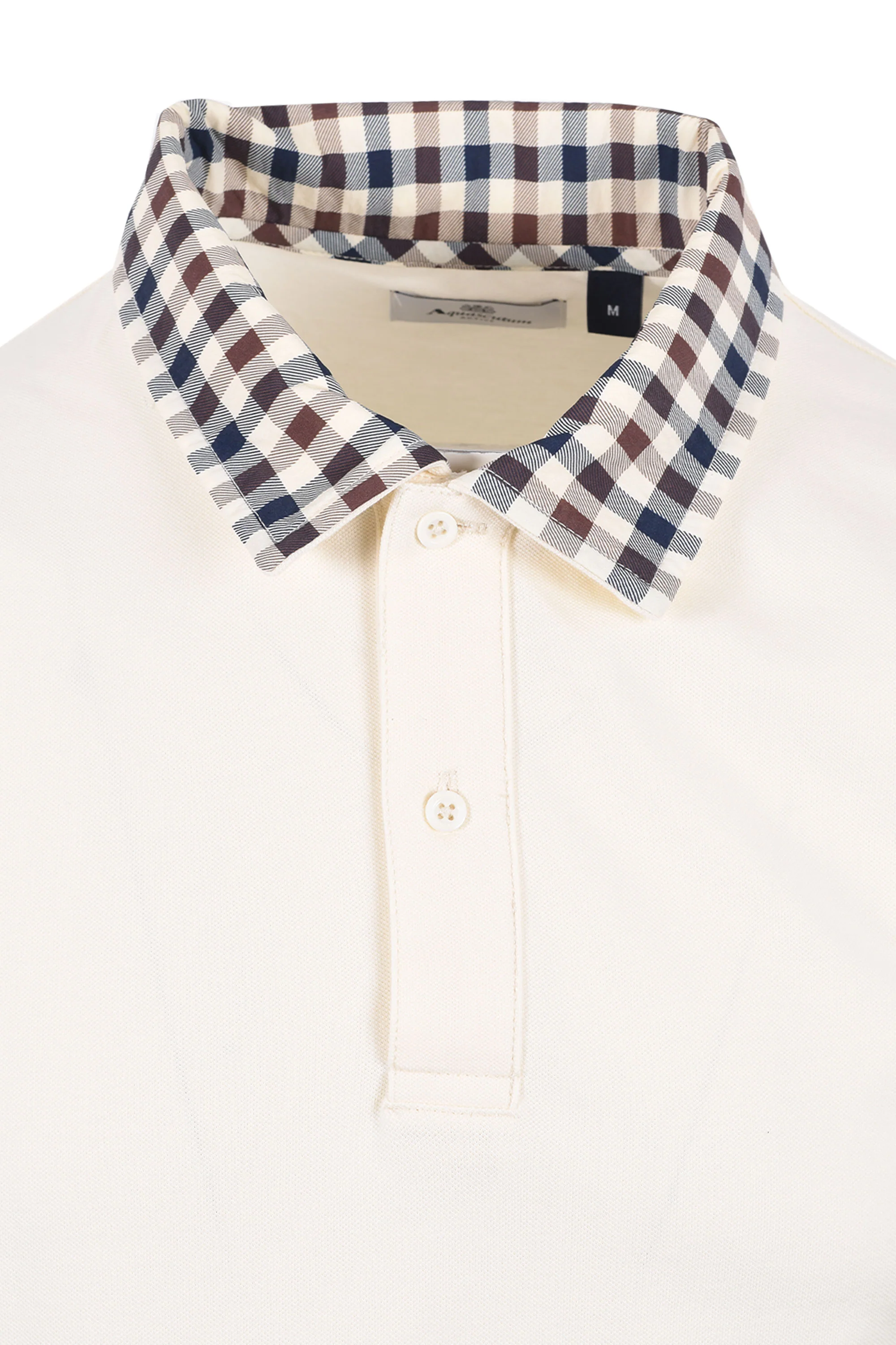 AQUASCUTUM CLUB CHECK COLLAR POLO OLD WHITE - Image 2