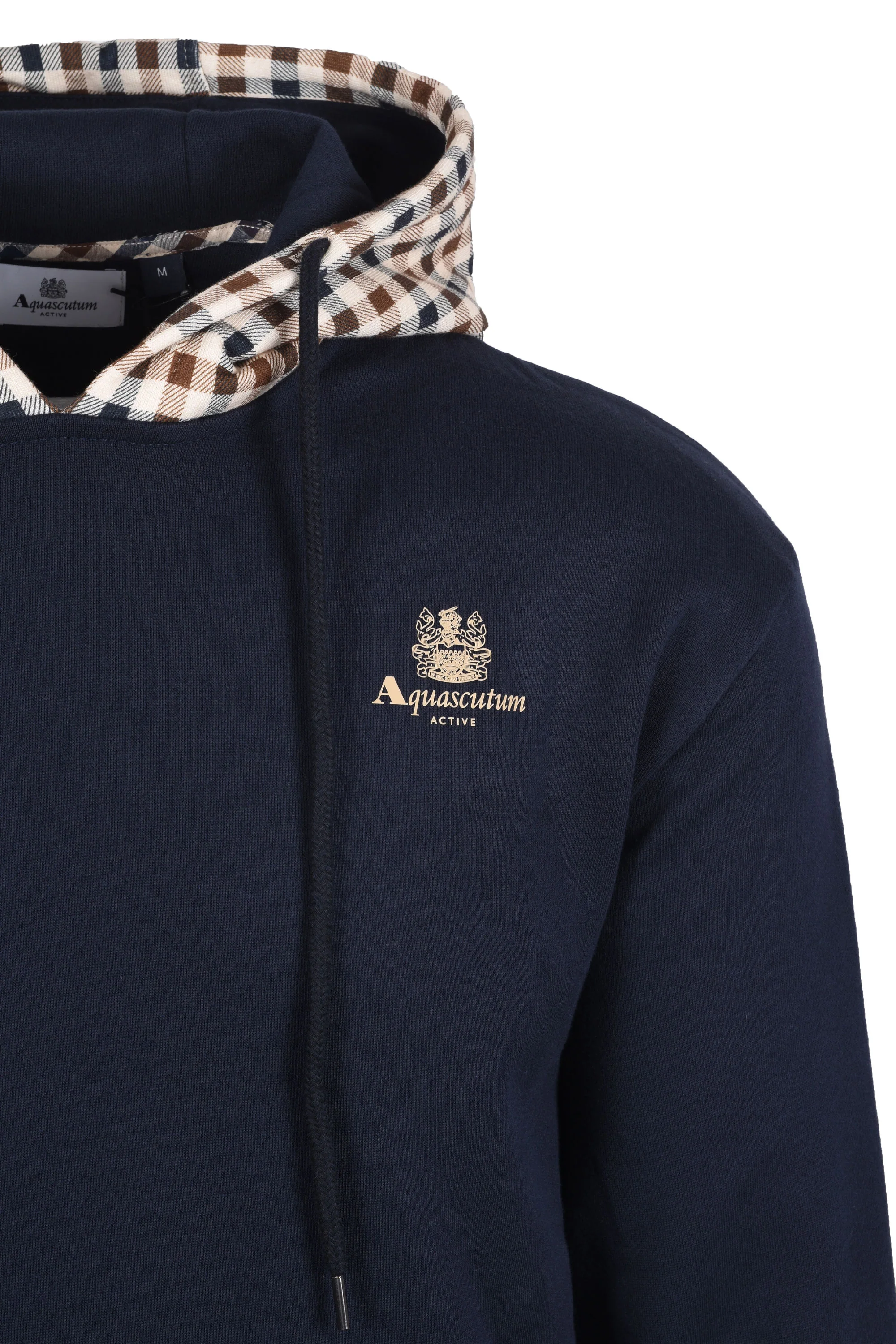 Aquascutum Club Check Hoodie Fleece Navy - Image 2