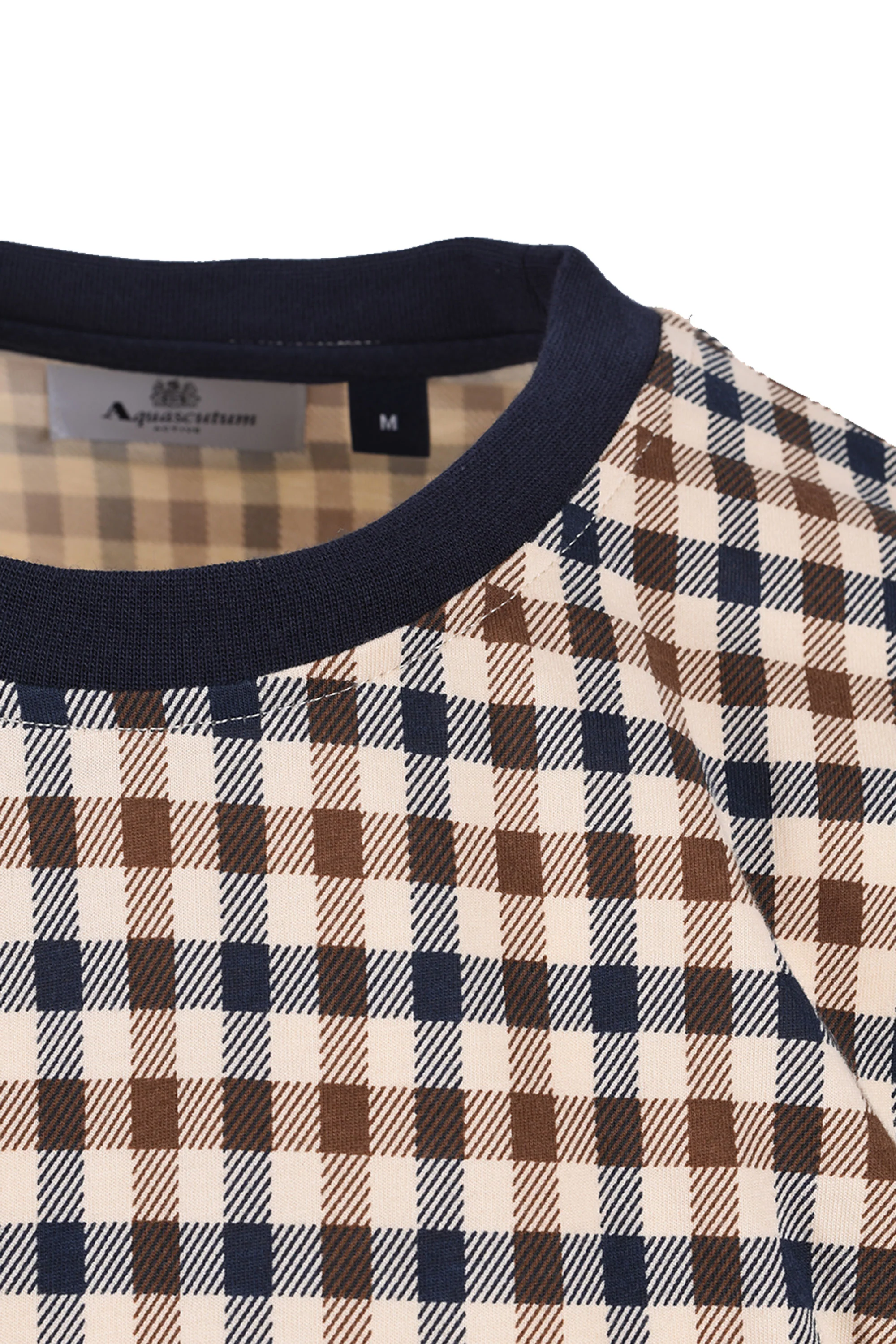 AQUASCUTUM  CLUB CHECK T-SHIRT NAVY - Image 3