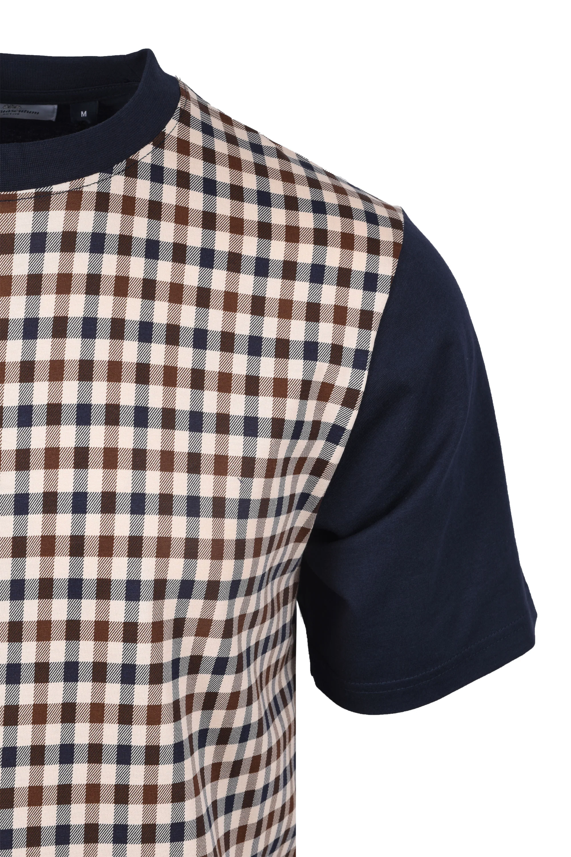 Aquascutum Side Club Check T-Shirt Navy - Image 2