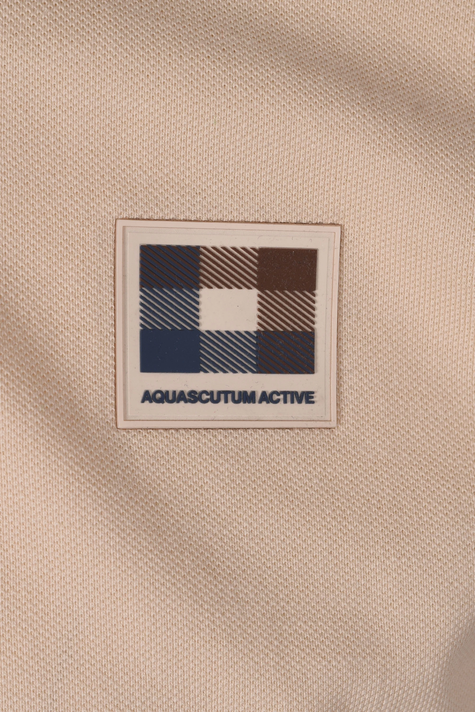 Aquascutum Check Patch Polo Shirt Beige - Image 3