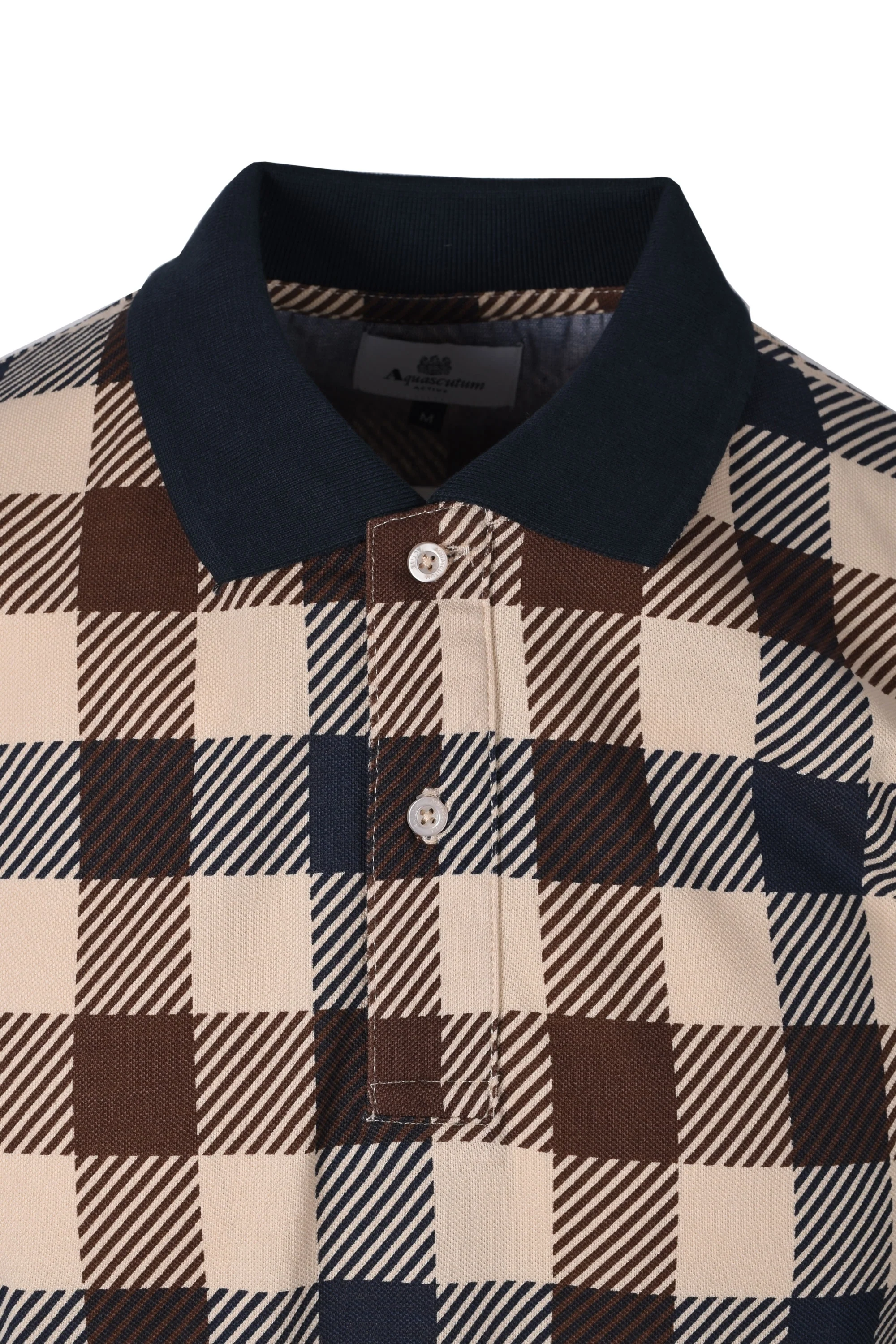 Aquascutum Macro Check Polo Shirt Navy - Image 2