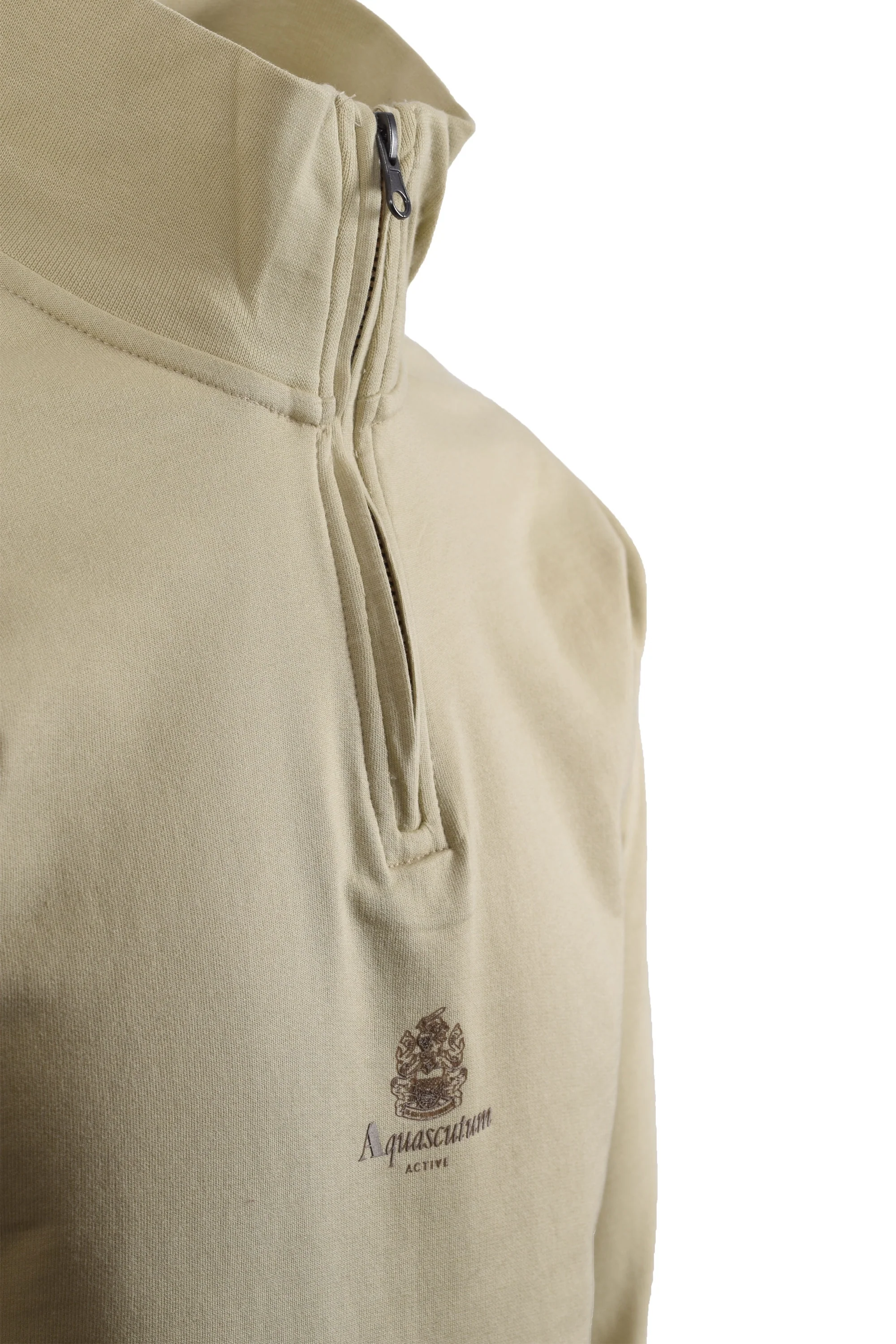 Aquascutum Small Logo Half Zip Beige - Image 4