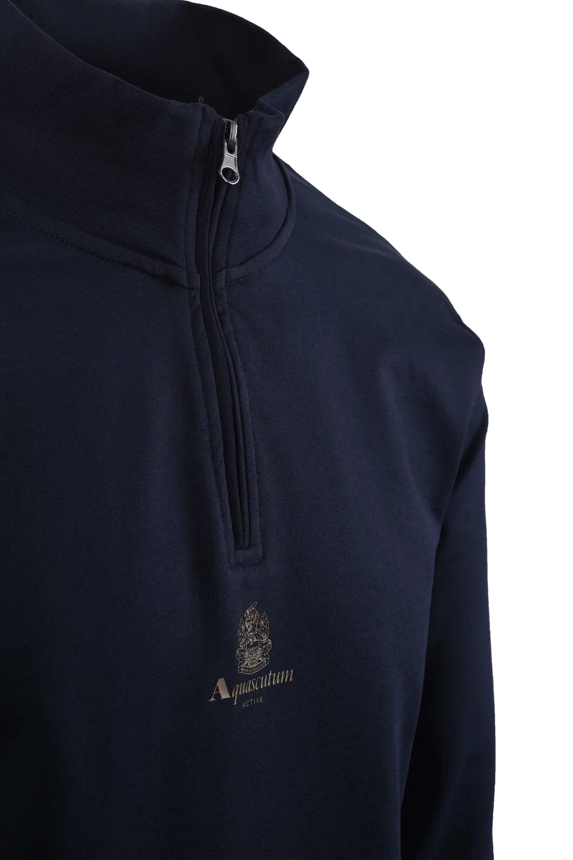 Aquascutum Small Logo Half Zip Navy - Image 4