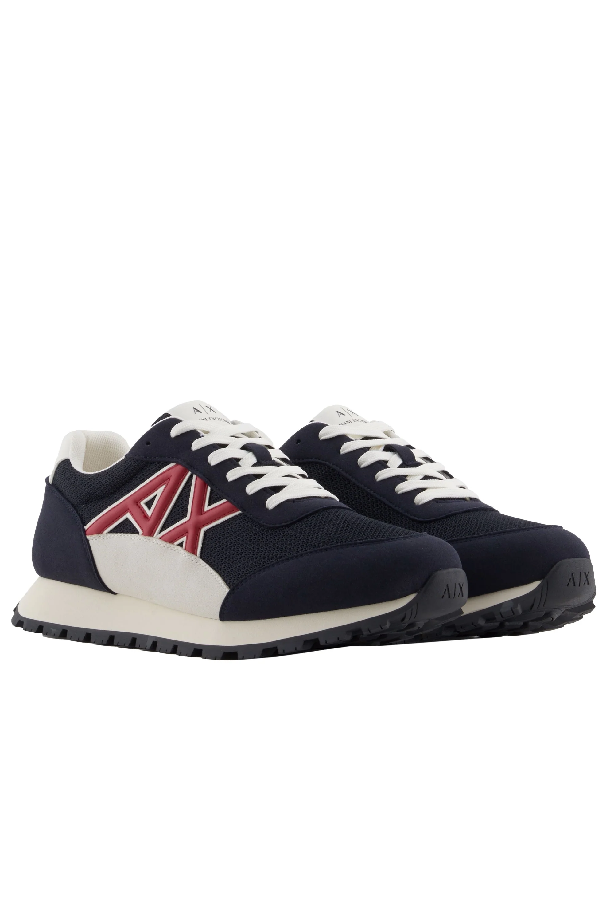 Armani Exchange Echo Suede Mesh Nylon Trainer Deep Navy/Cardinal Red - Image 3