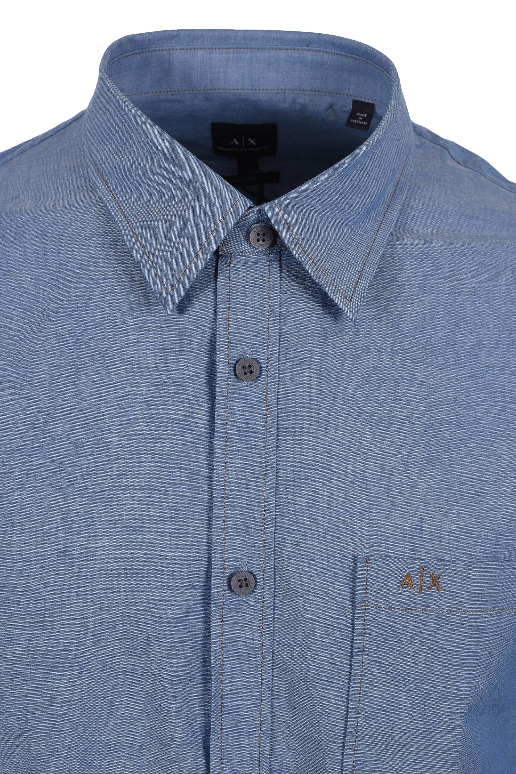 Armani Exchange Shirt Blue Chambray - Image 2