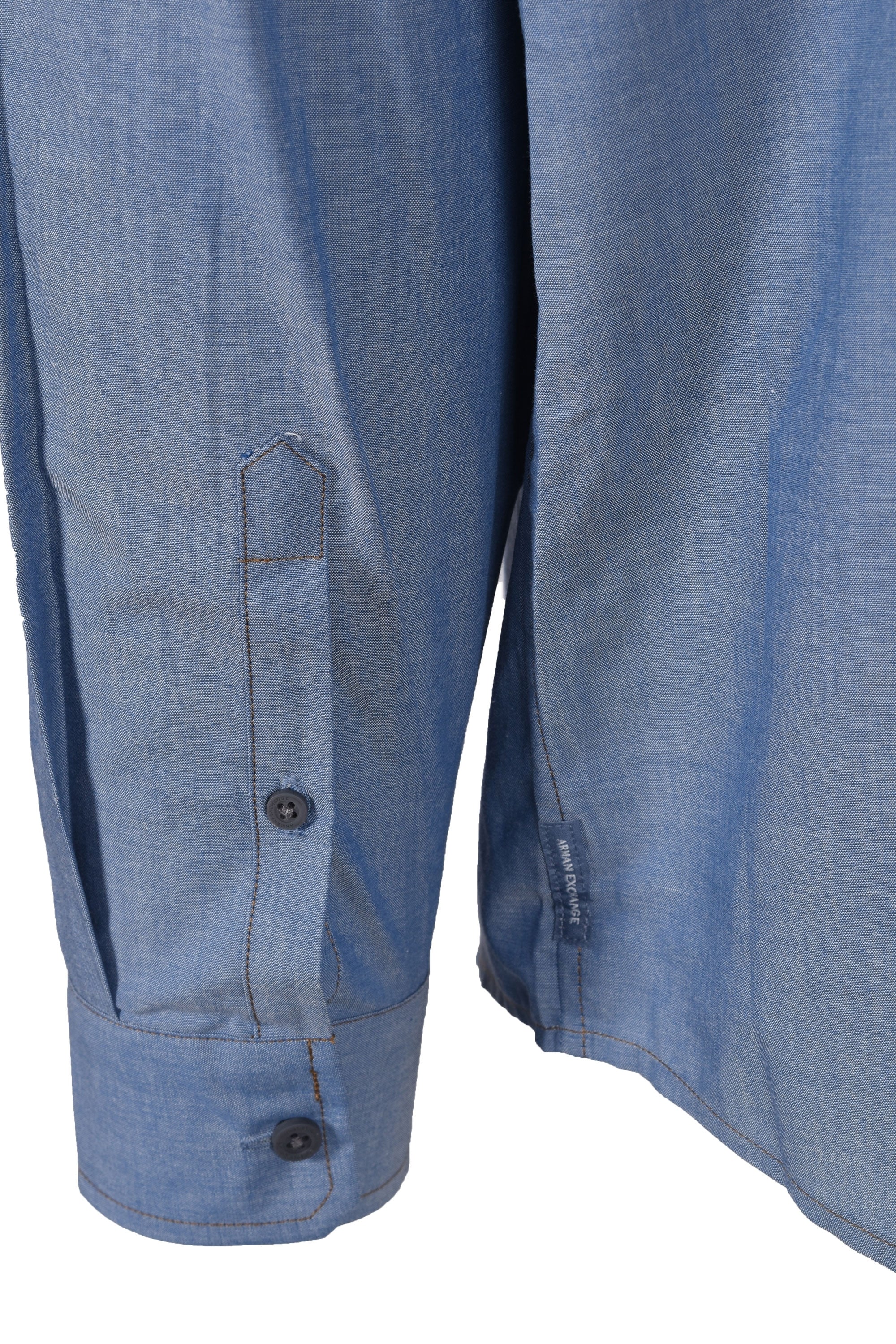 Armani Exchange Shirt Blue Chambray - Image 4