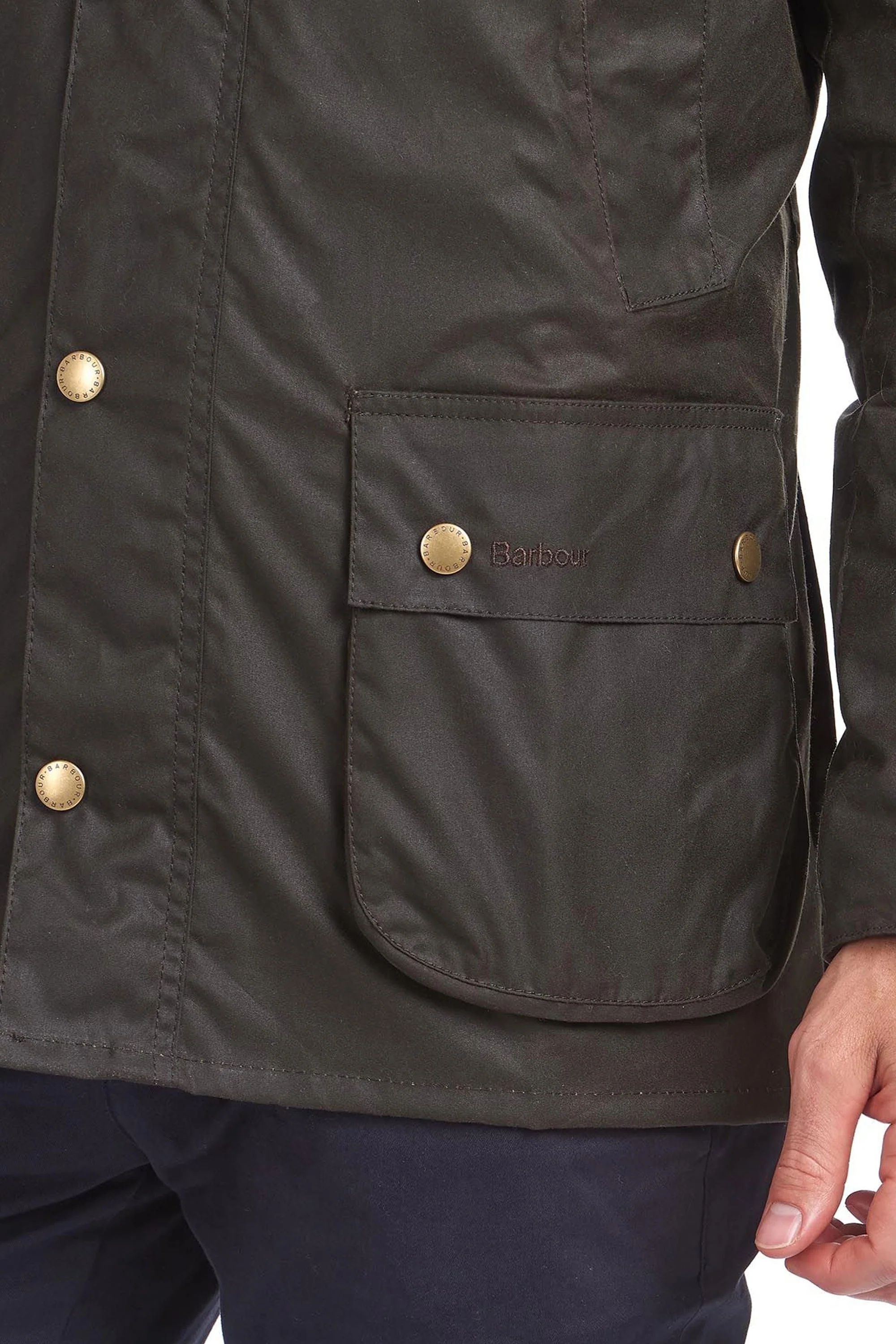 Barbour Ashby Wax Jacket Olive - Image 5