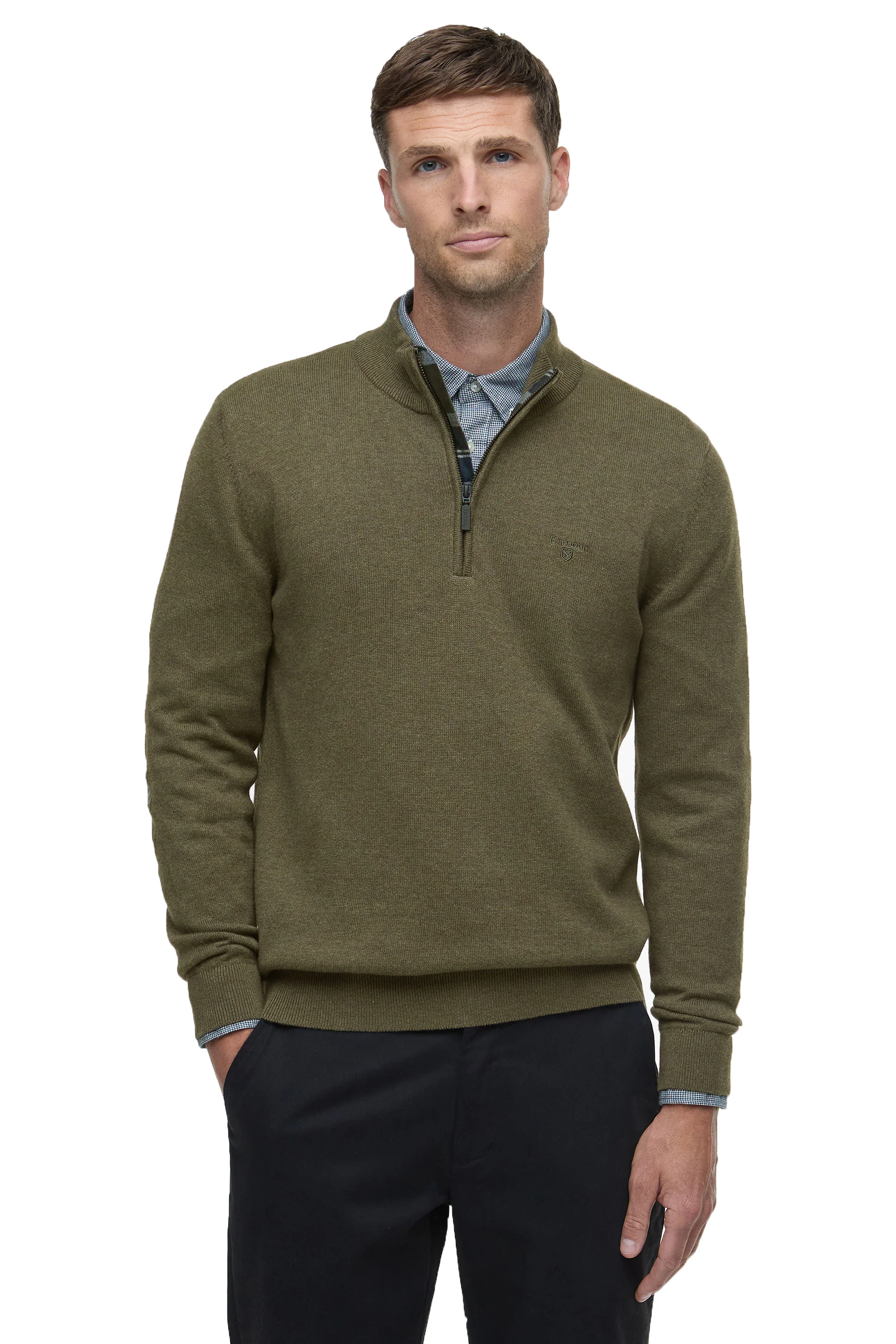 BARBOUR AVOCH HALF ZIP OLIVE MARL - Image 2