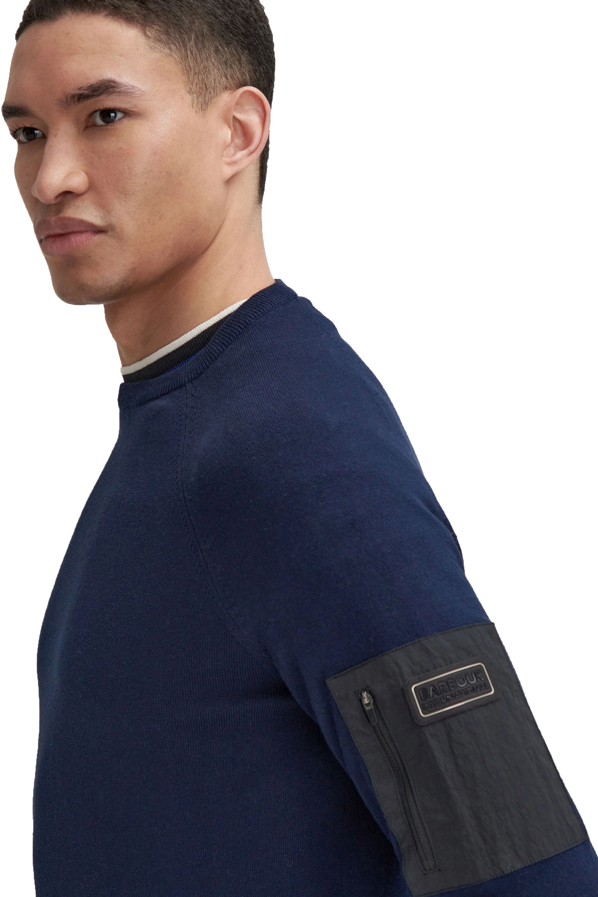 BARBOUR INTERNATIONAL BLADES CREW NECK JUMPER NAVY - Image 3
