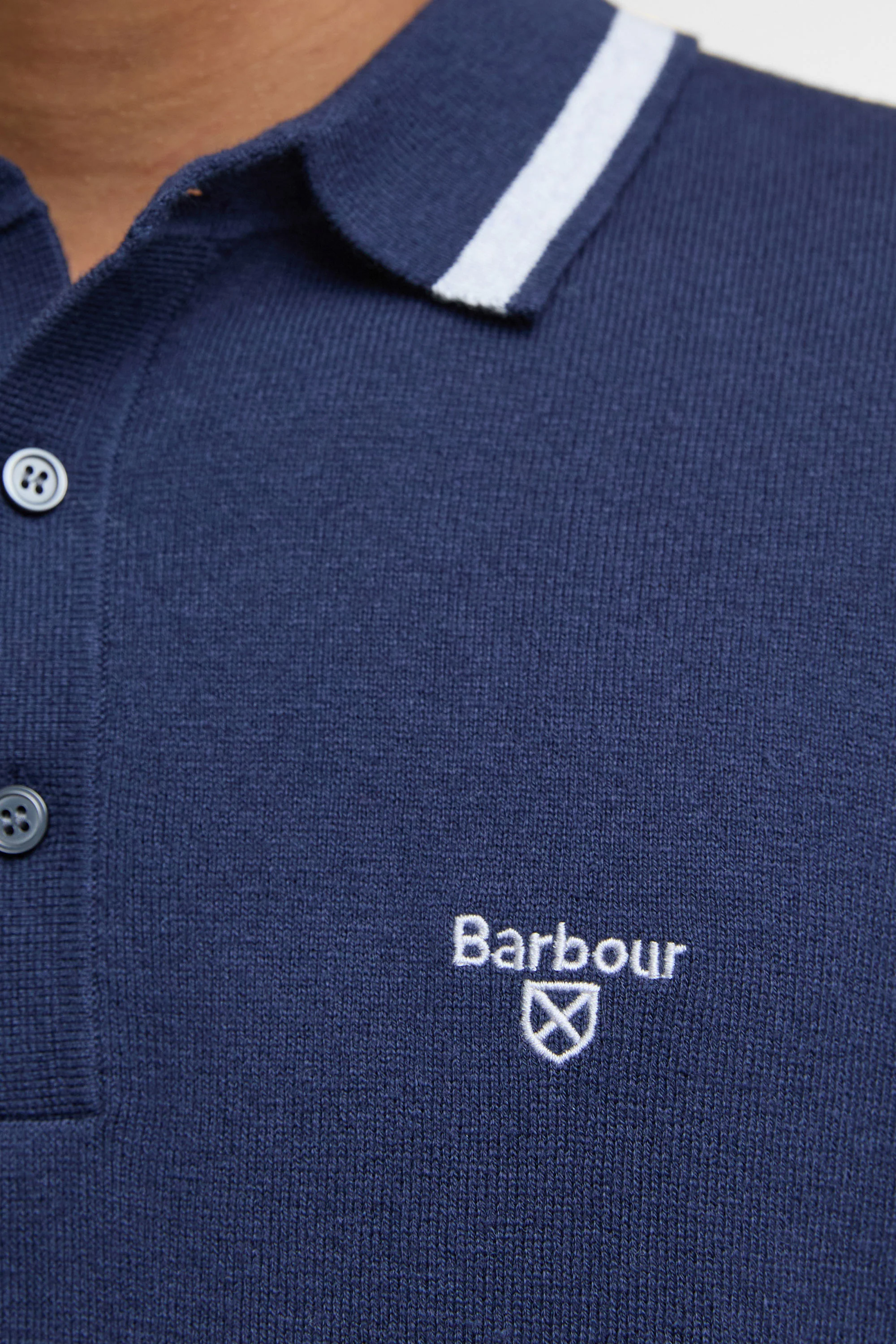 Barbour Rocton Knitted Polo Navy - Image 4