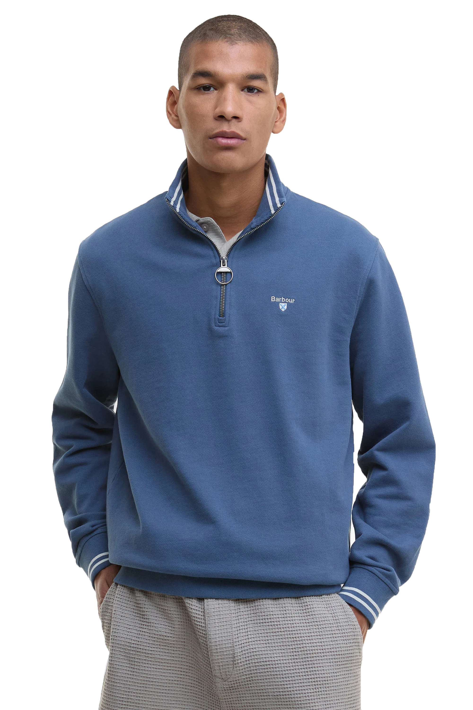 BARBOUR ROSFORD HALF ZIP SWEATSHIRT DARK DENIM - Image 2