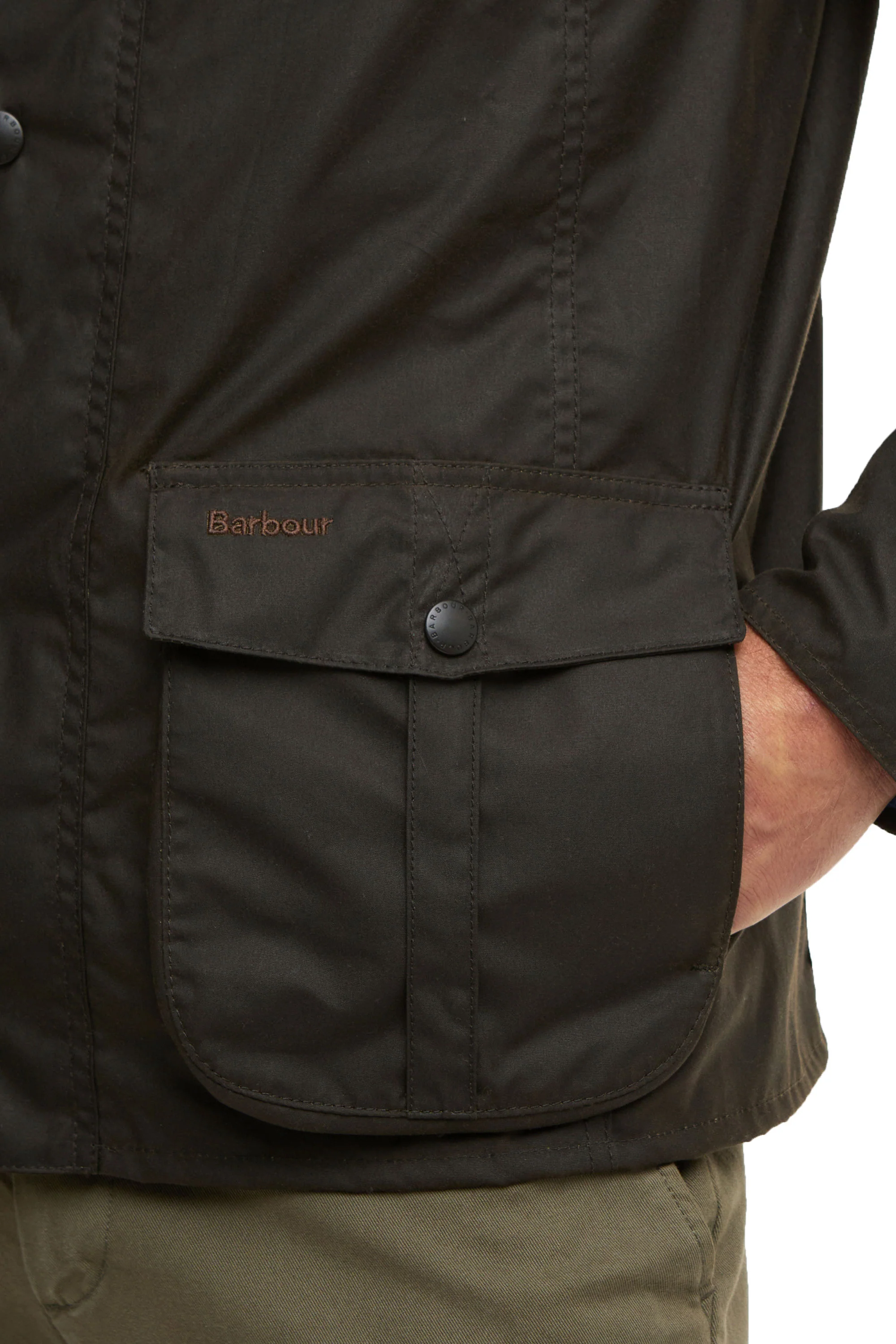 BARBOUR SANDER WAX JACKET OLIVE - Image 5