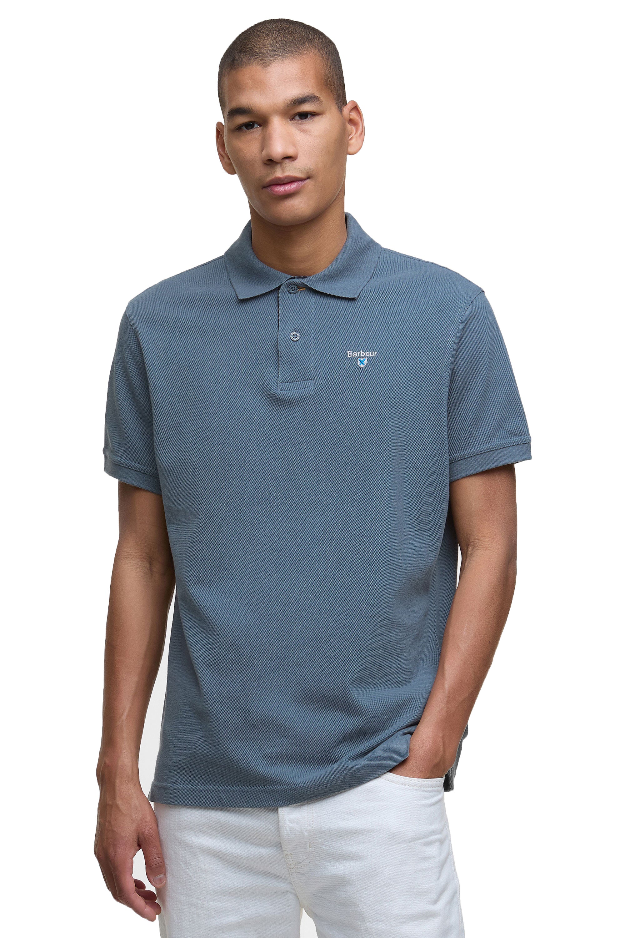 Barbour Tartan Pique Polo Blue Stone - Image 2