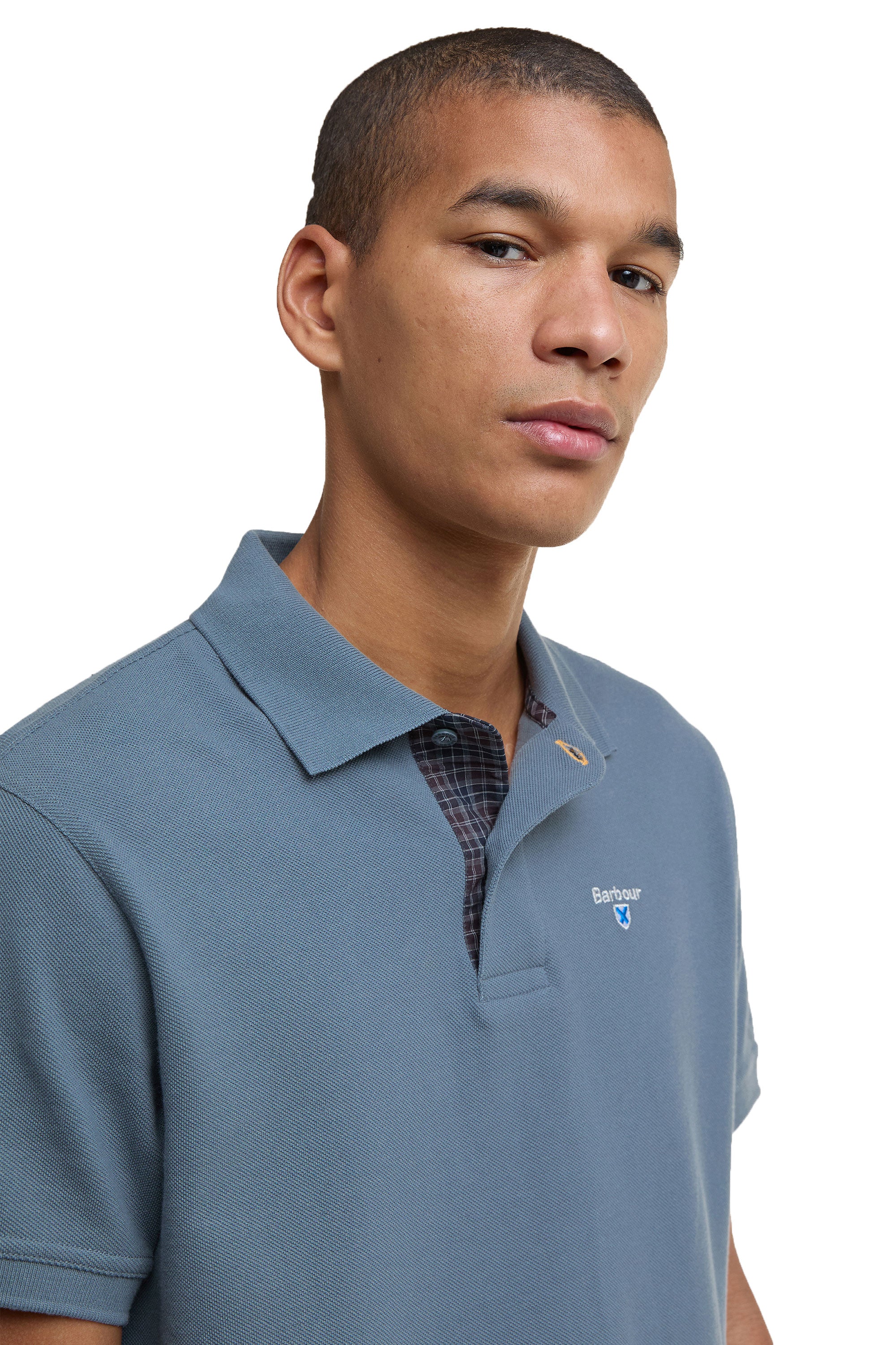 Barbour Tartan Pique Polo Blue Stone - Image 4