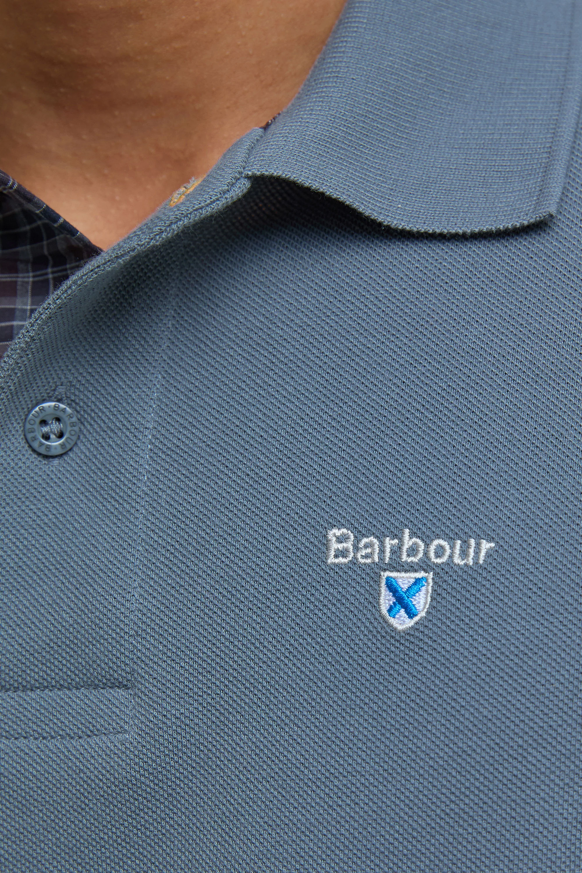 Barbour Tartan Pique Polo Blue Stone - Image 5