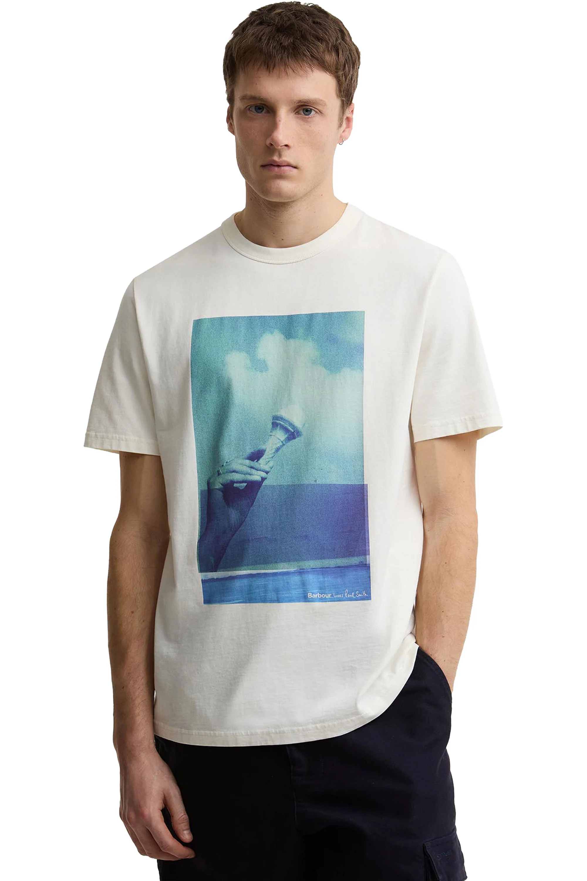 BARBOUR X PAUL SMITH SCOOP T-SHIRT WHISPER WHITE - Image 2