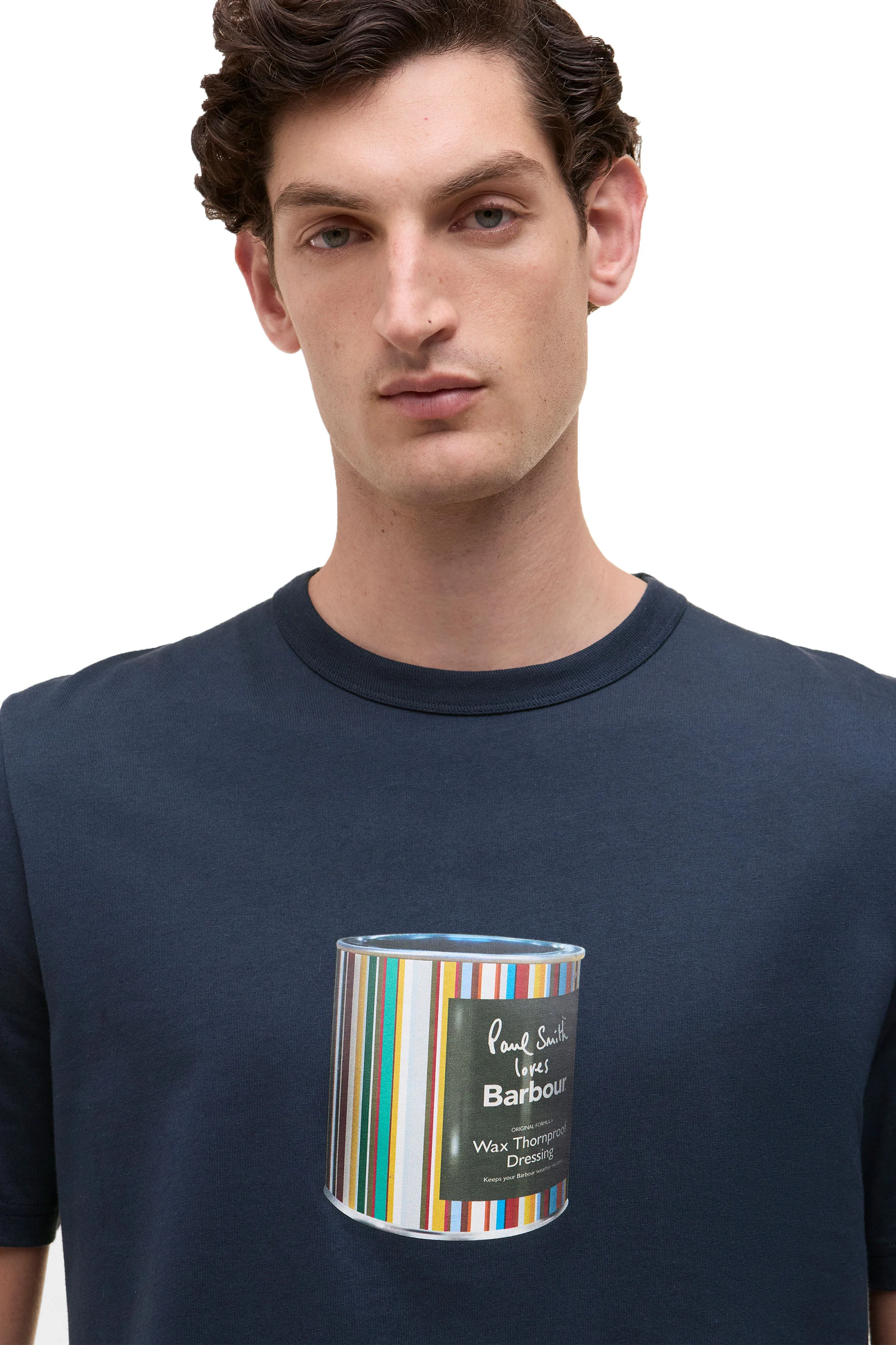 Barbour x Paul Smith Wax Tin T-Shirt Blue - Image 3