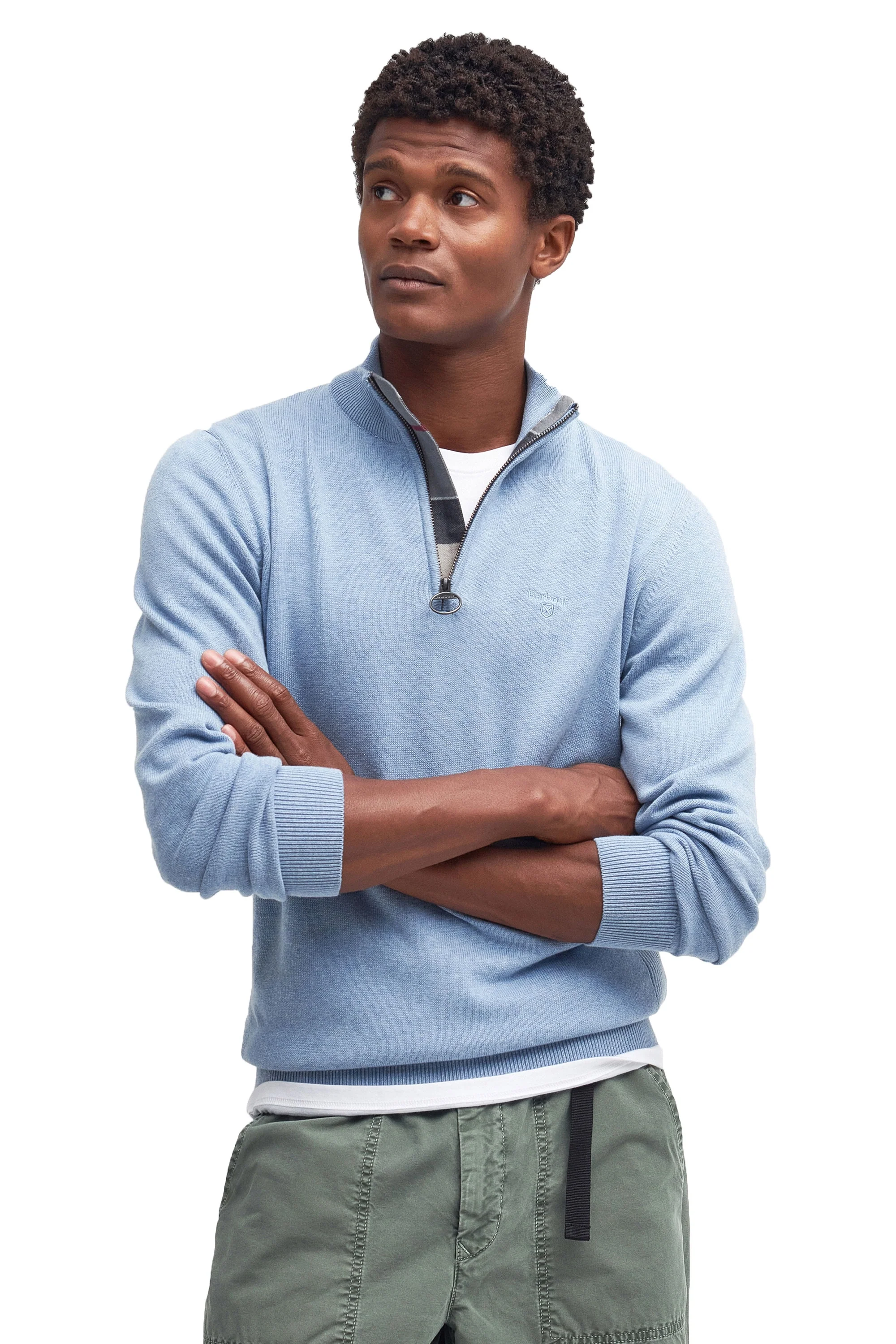 Barbour Cotton Half Zip Dark Chambrey - Image 3