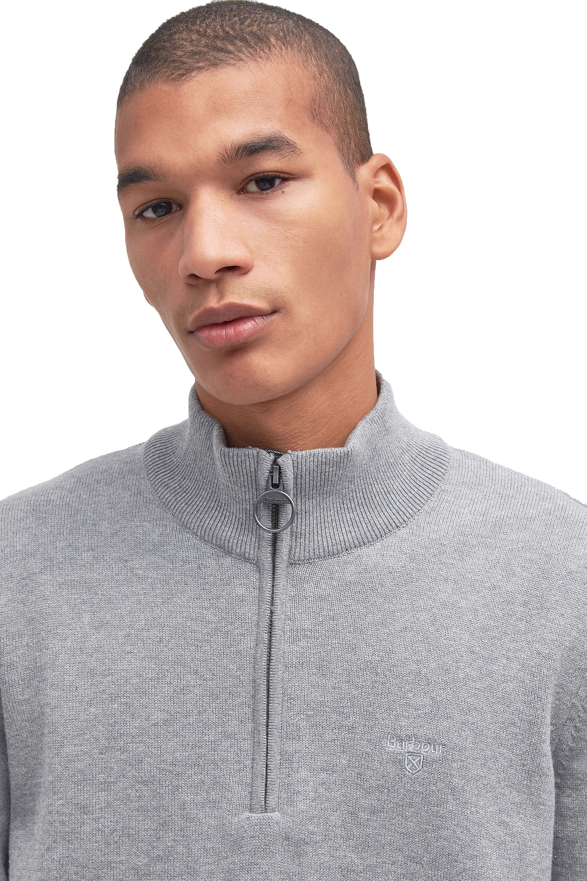 Barbour Cotton Half Zip Grey Marl - Image 3