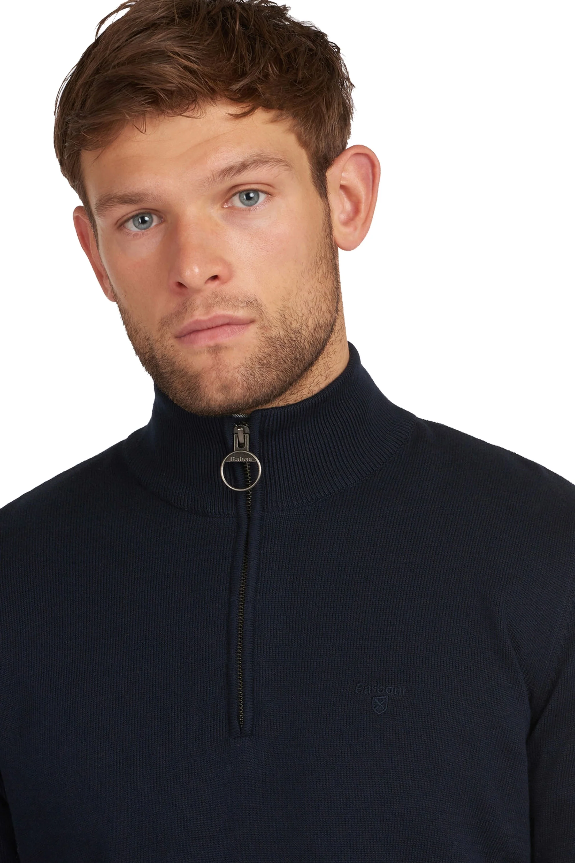 Barbour Cotton Half Zip Knitwear Navy - Image 3