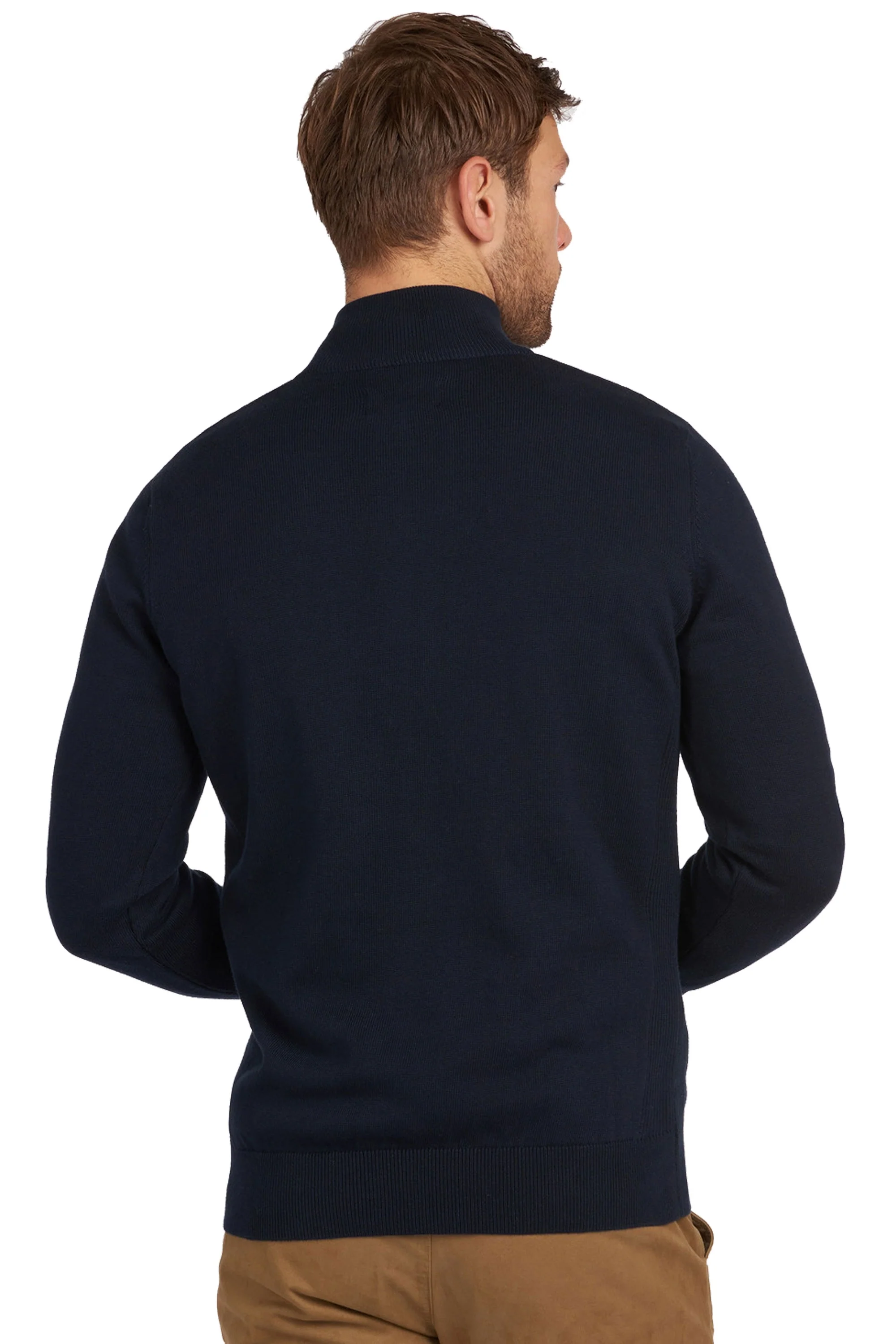 Barbour Cotton Half Zip Knitwear Navy - Image 4