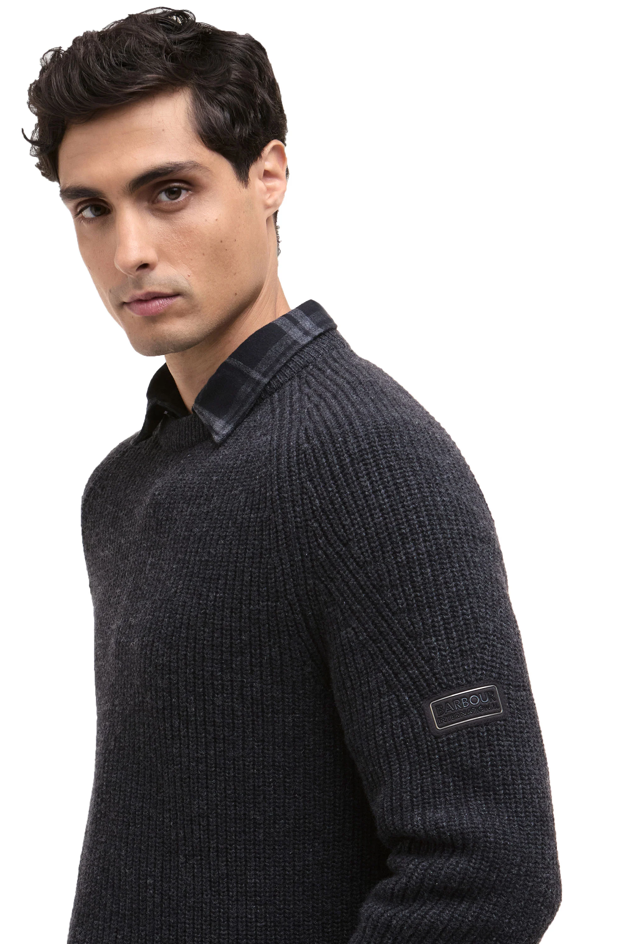 BARBOUR INTERNATIONAL CHESTER CREW KNITTED JUMPER CHARCOAL - Image 4