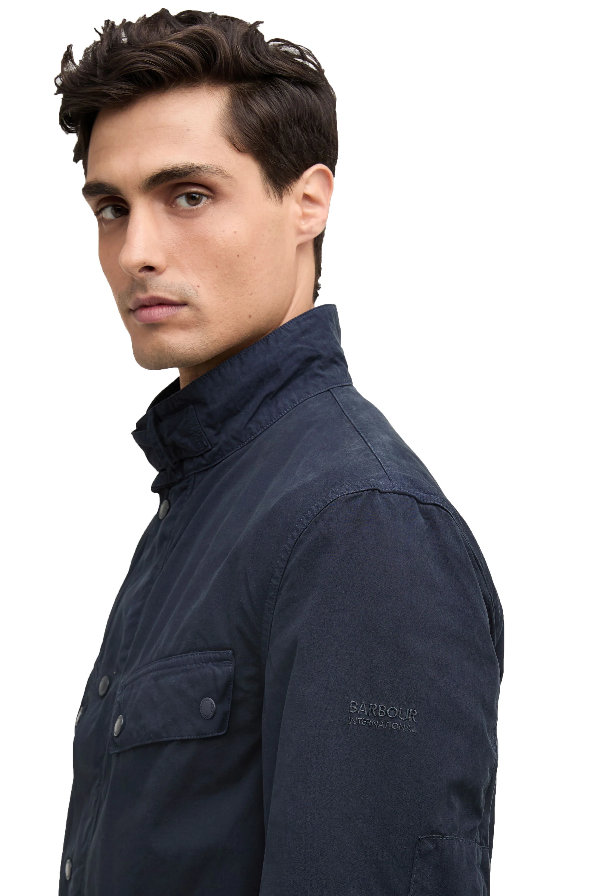 BARBOUR INTERNATIONAL GARMENT DUKE DYED CASUAL JACKET NAVY - Image 3