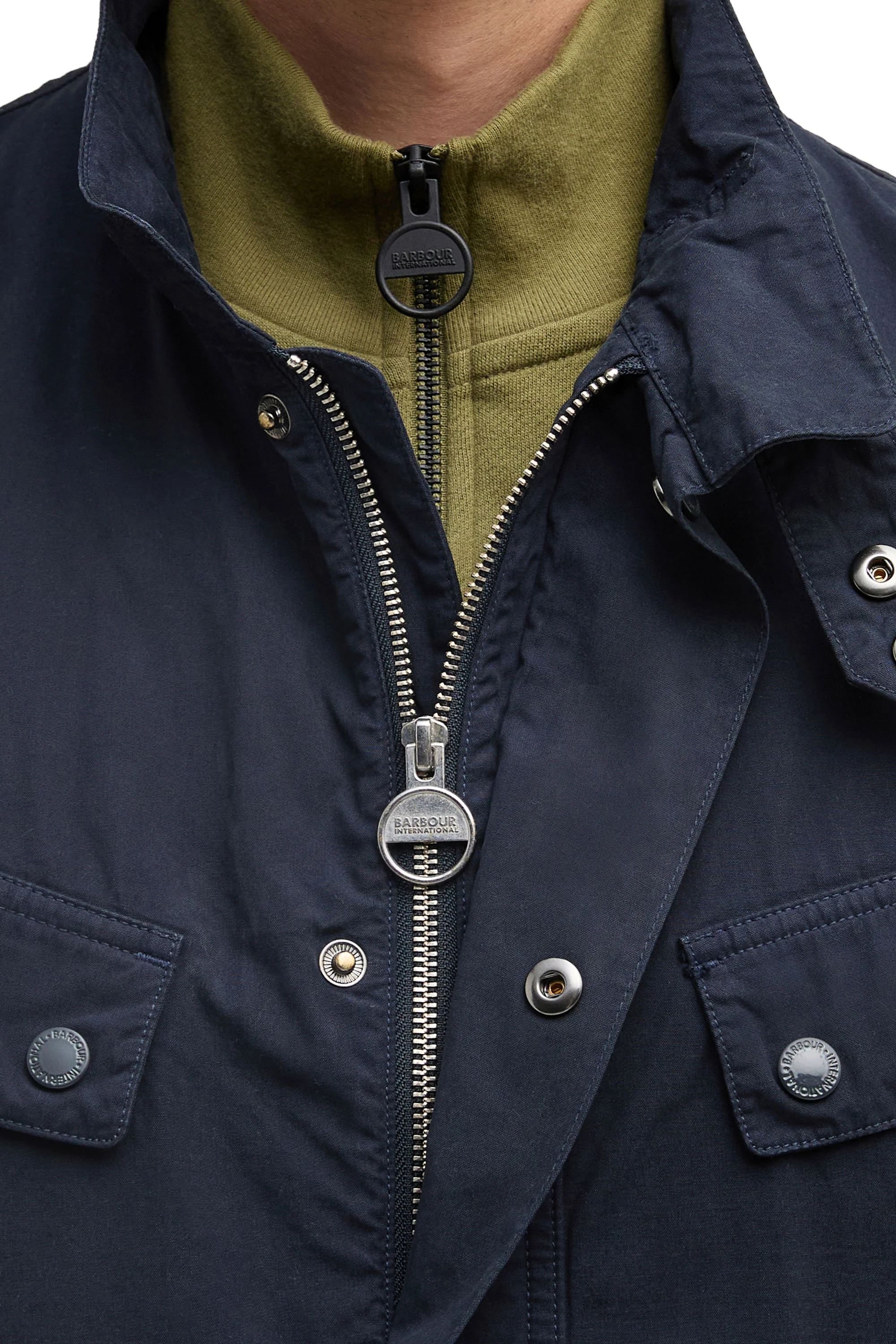 BARBOUR INTERNATIONAL GARMENT DUKE DYED CASUAL JACKET NAVY - Image 4