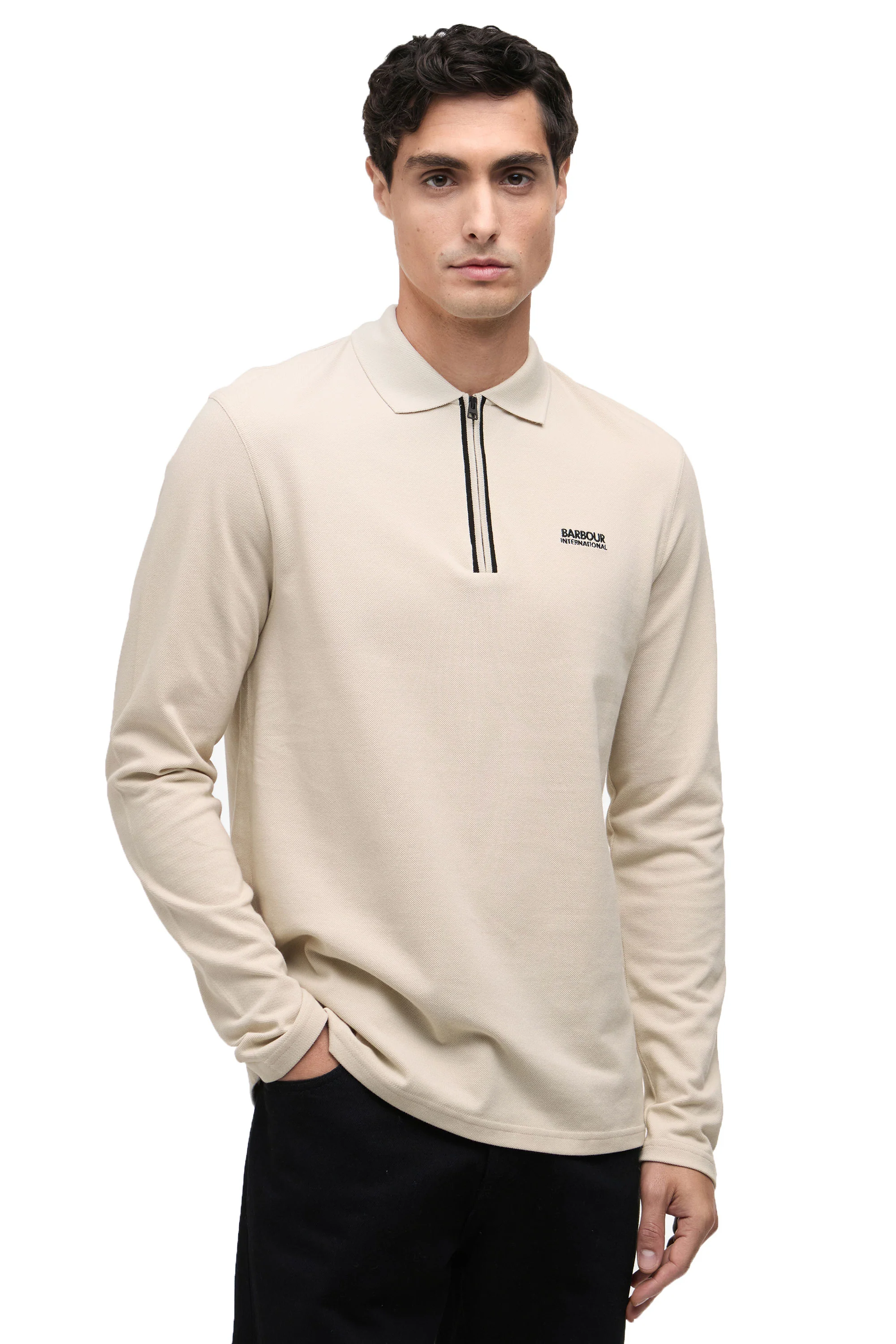 BARBOUR INTERNATIONAL MARSHALL LONG SLEEVE POLO MIST - Image 2