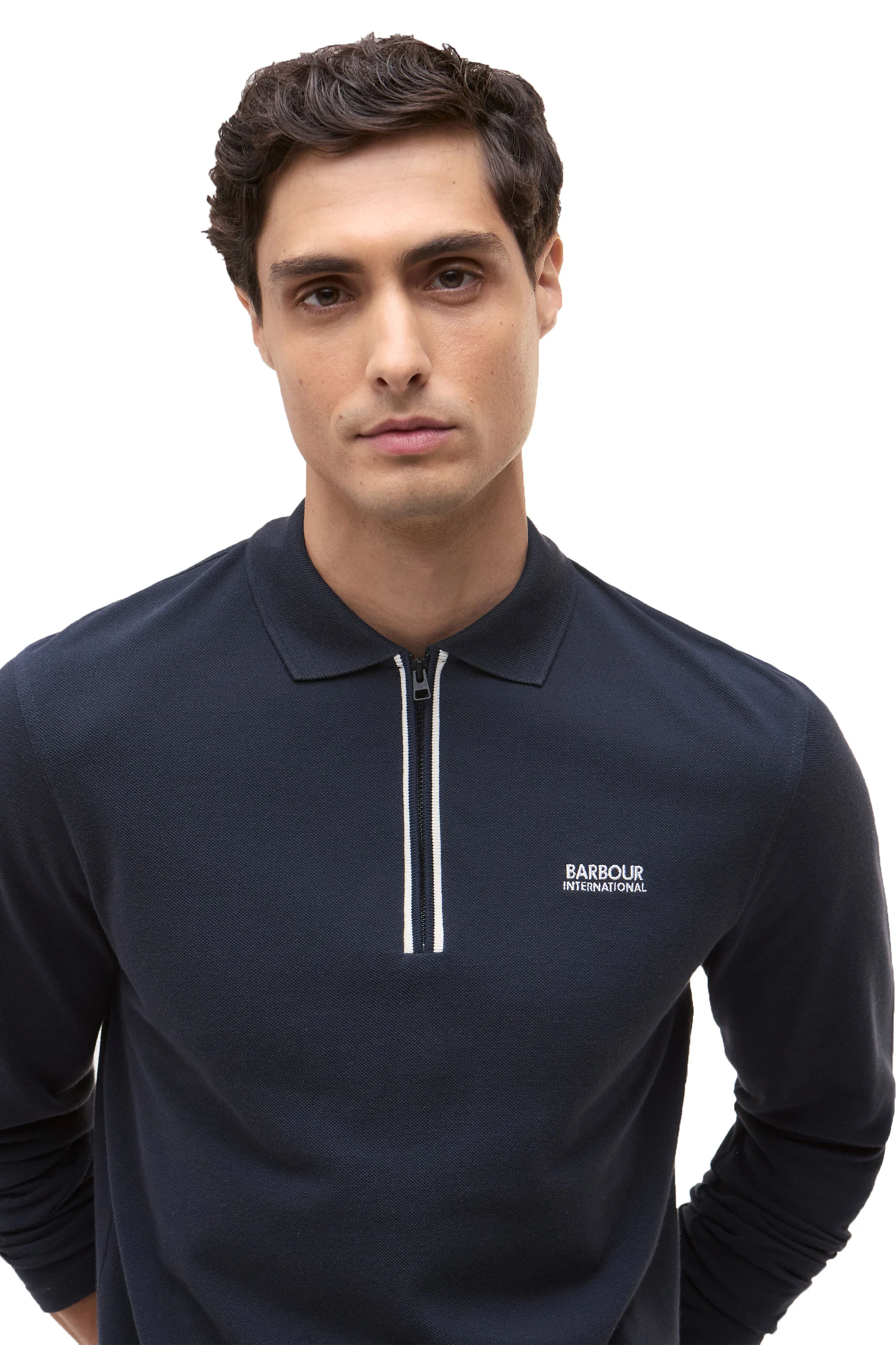 BARBOUR INTERNATIONAL MARSHALL LONG SLEEVE POLO NAVY - Image 3