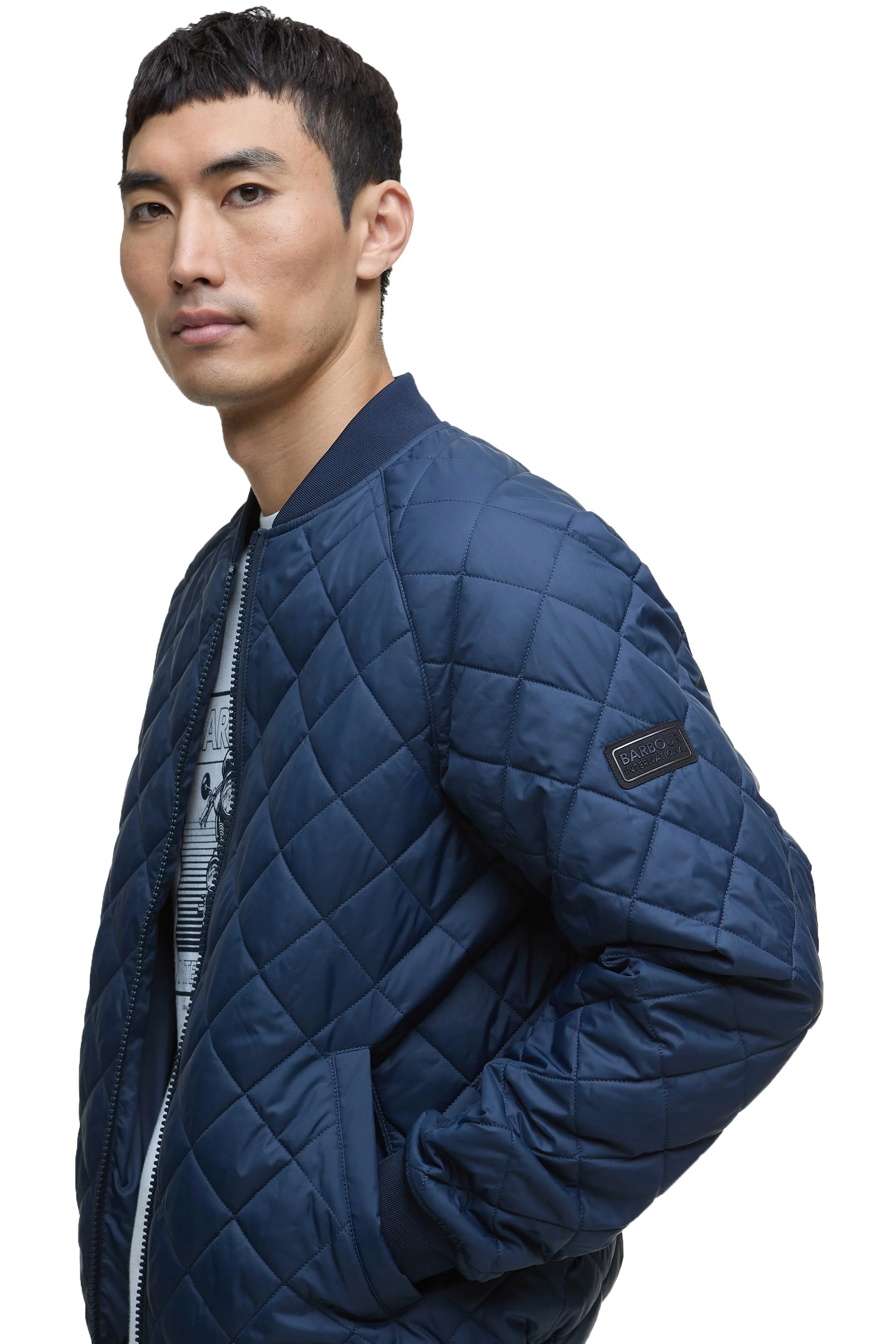 Barbour International Harfell Quilted Jacket Navy - Image 2