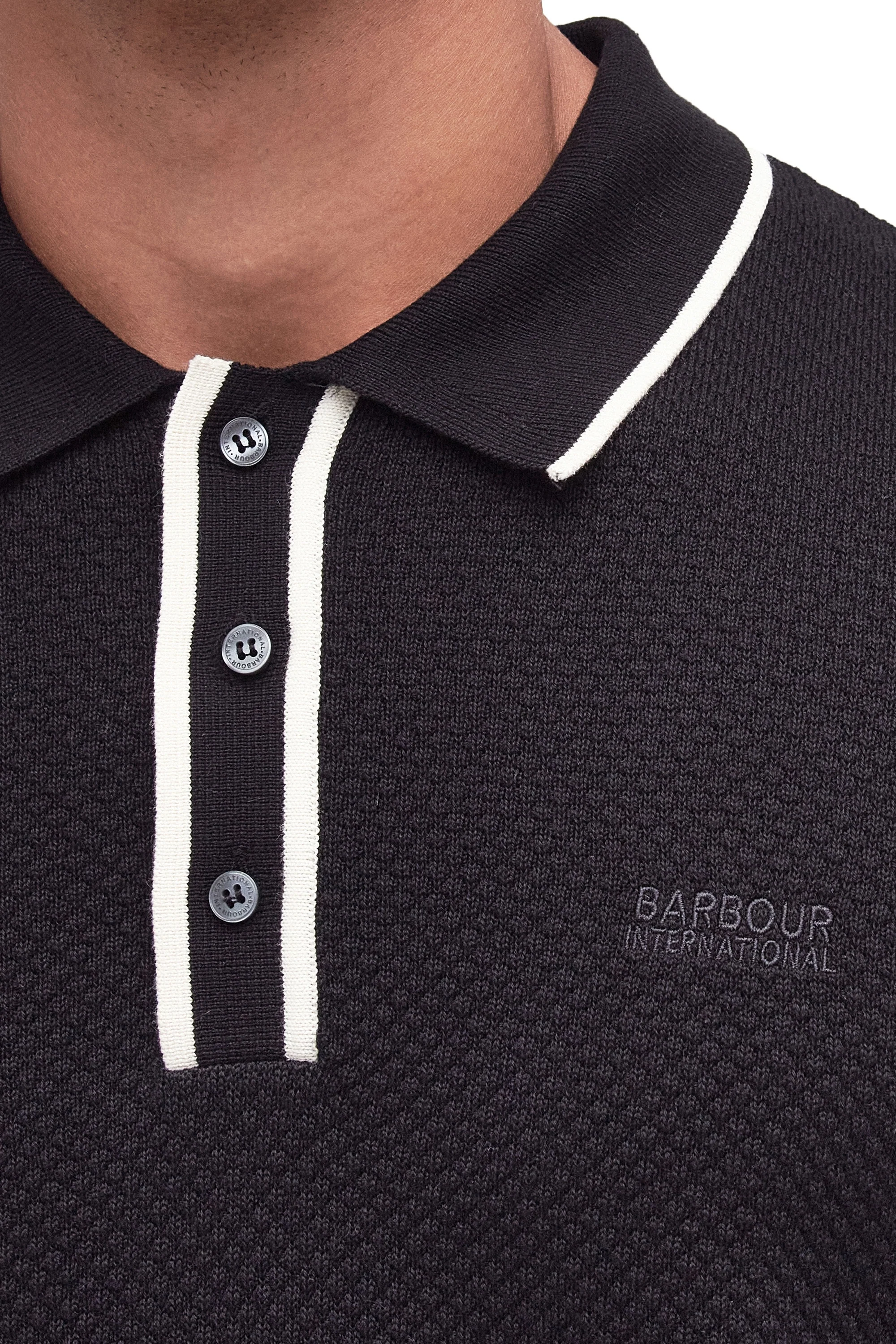 Barbour International Newgate Knitted Polo Black - Image 3
