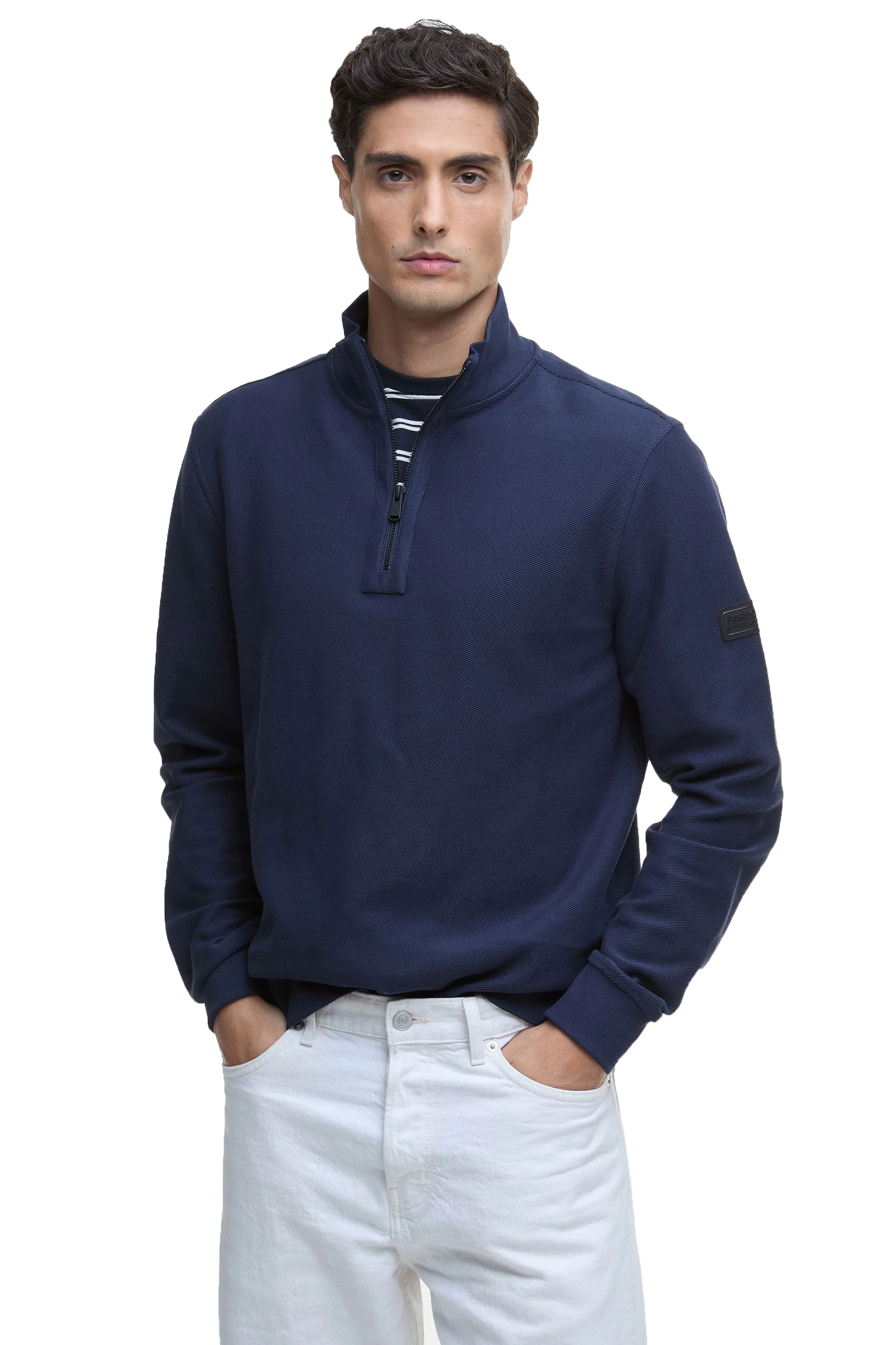 Barbour International Samuel Half Zip Sweatshirt Navy - Image 4
