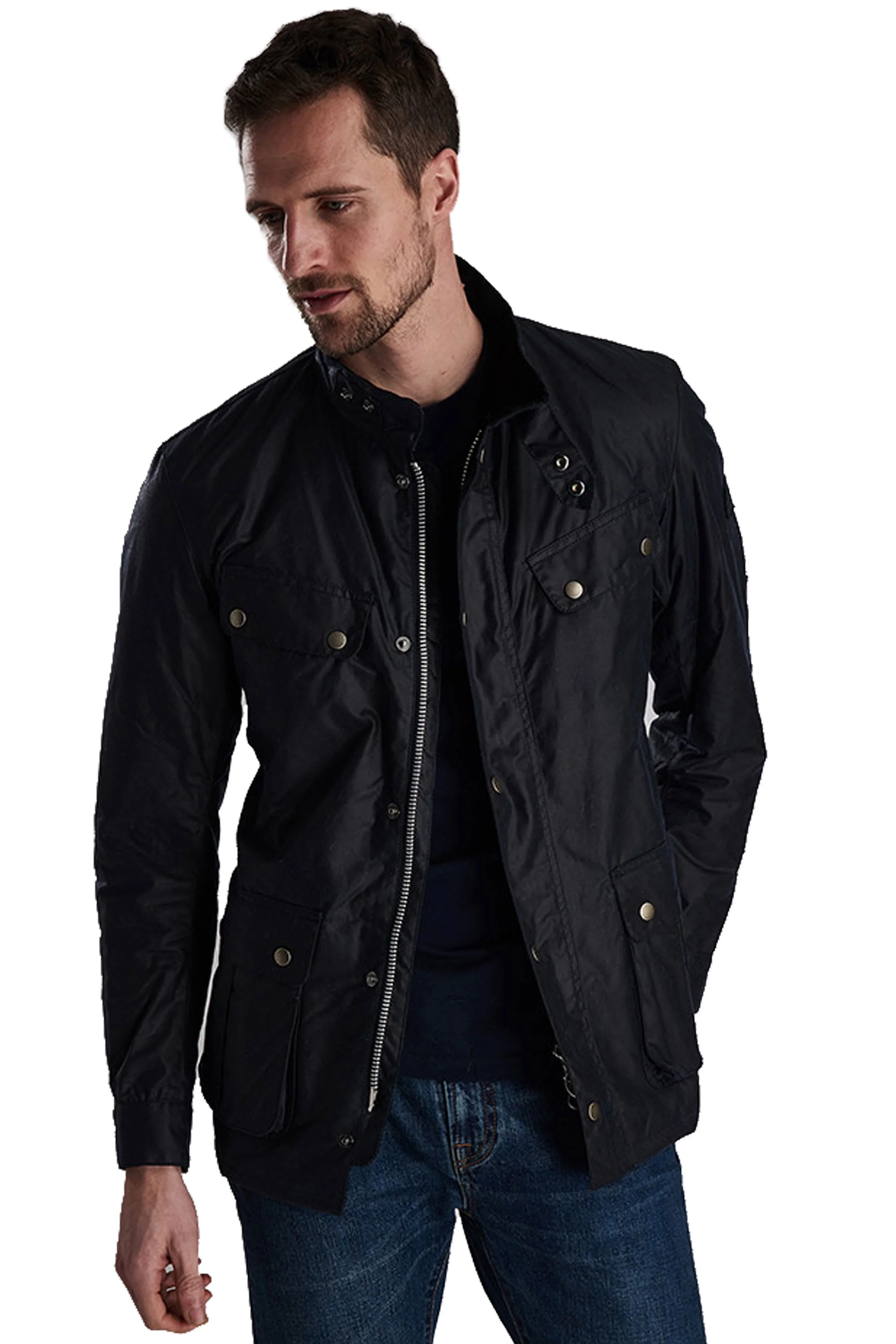 Barbour International Tourer Wax Duke Jacket Navy - Image 4