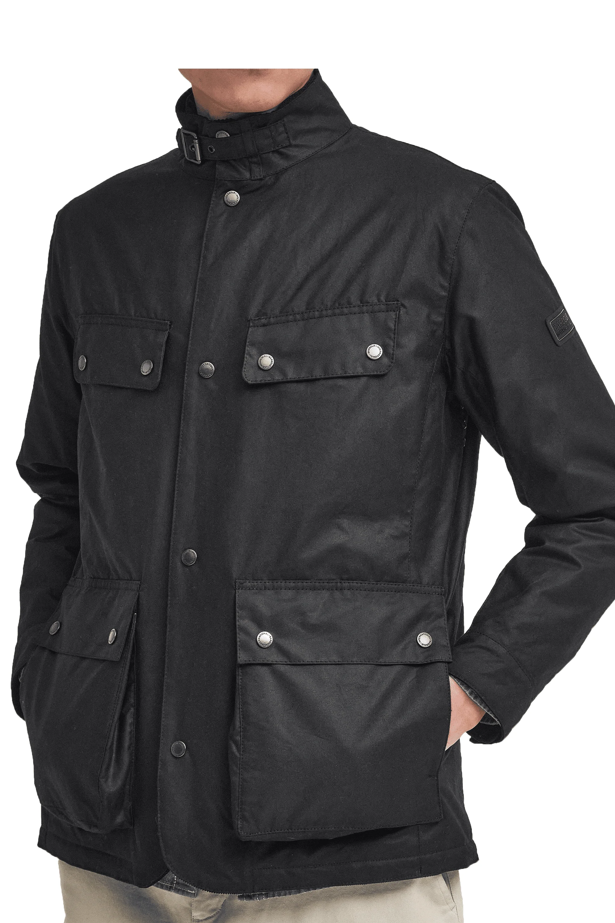 Barbour International Wellstone Wax Jacket In Black - Image 3