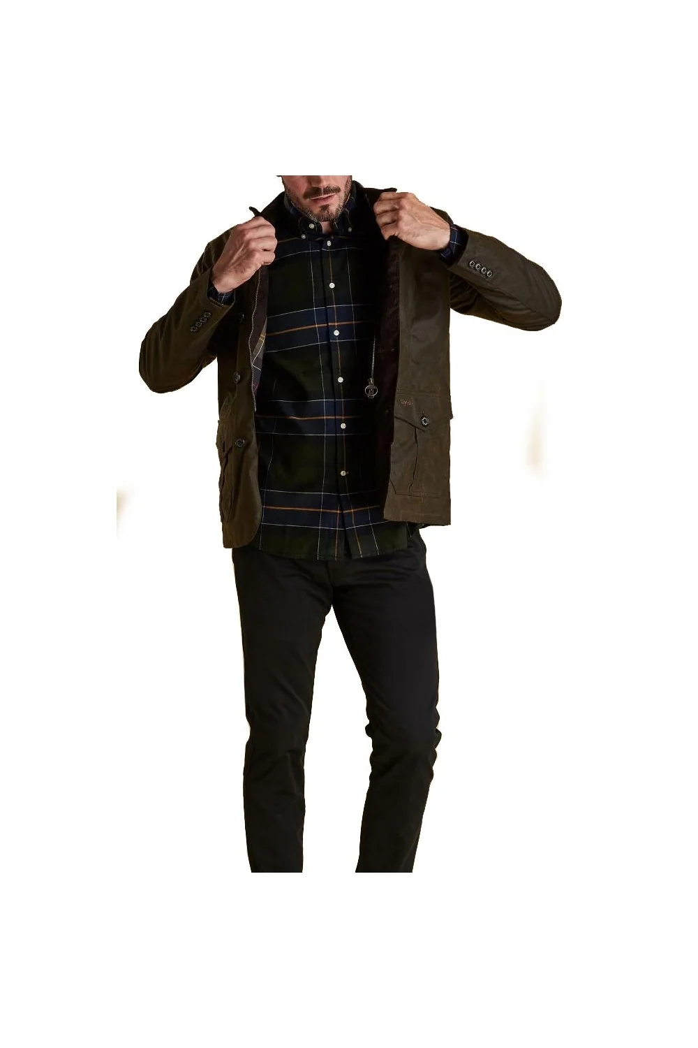 Barbour Lutz Wax Jacket Olive - Image 3