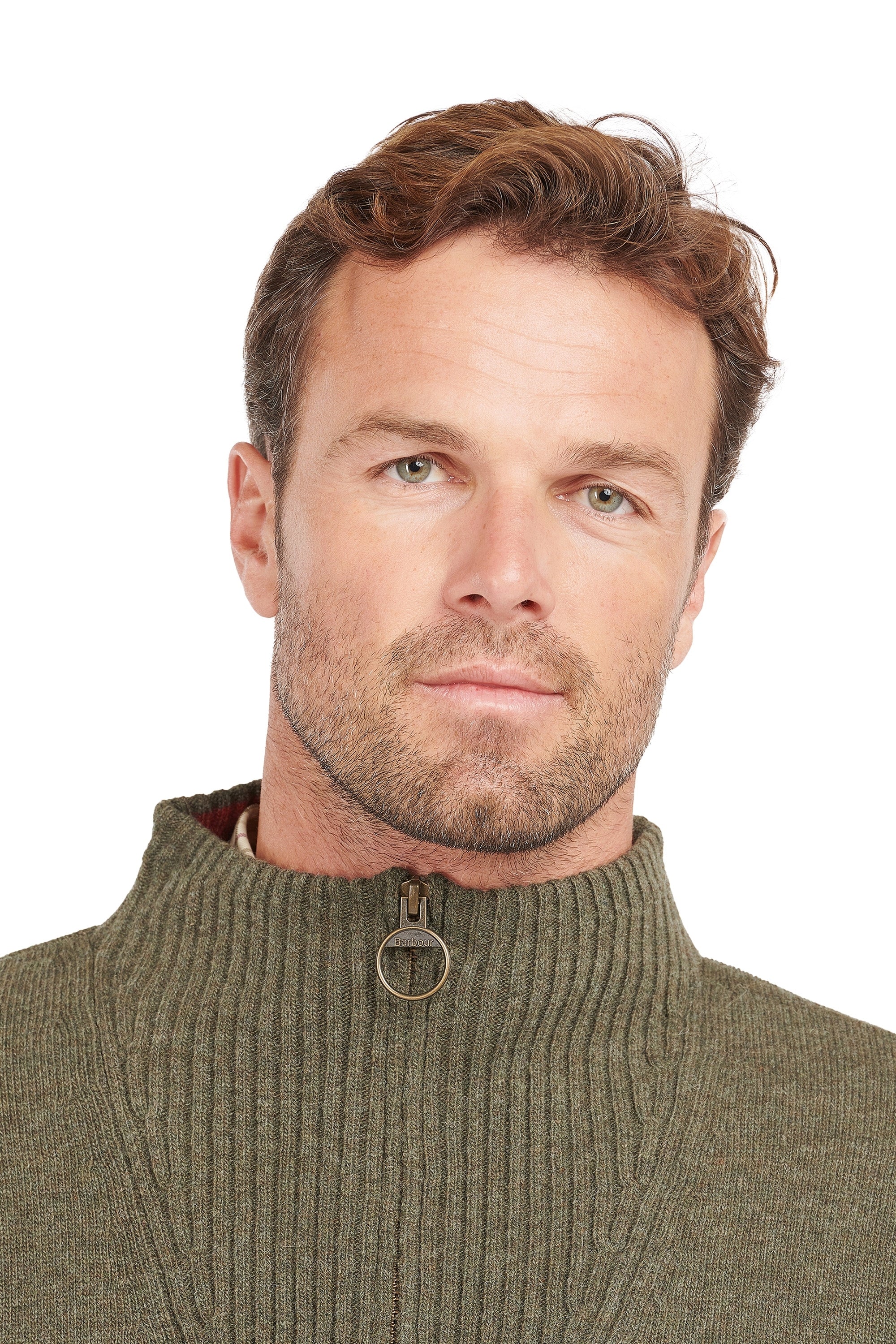 Barbour Nelson Essential Half Zip Knitwear Seaweed - Image 3
