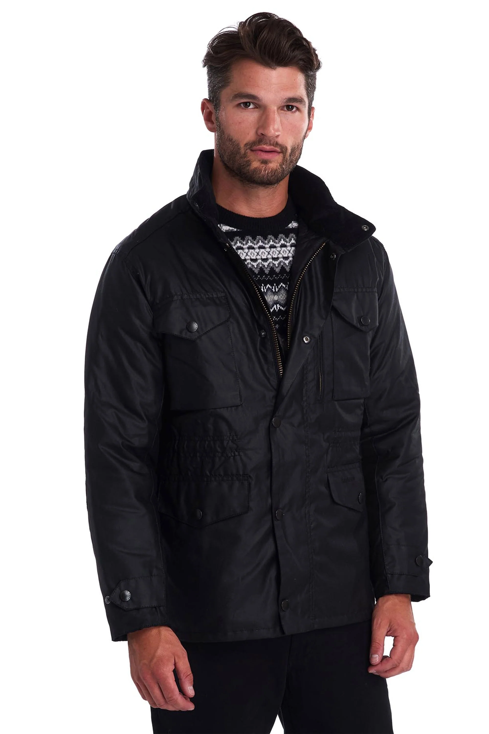 Barbour Sapper Wax Jacket Black - Image 2
