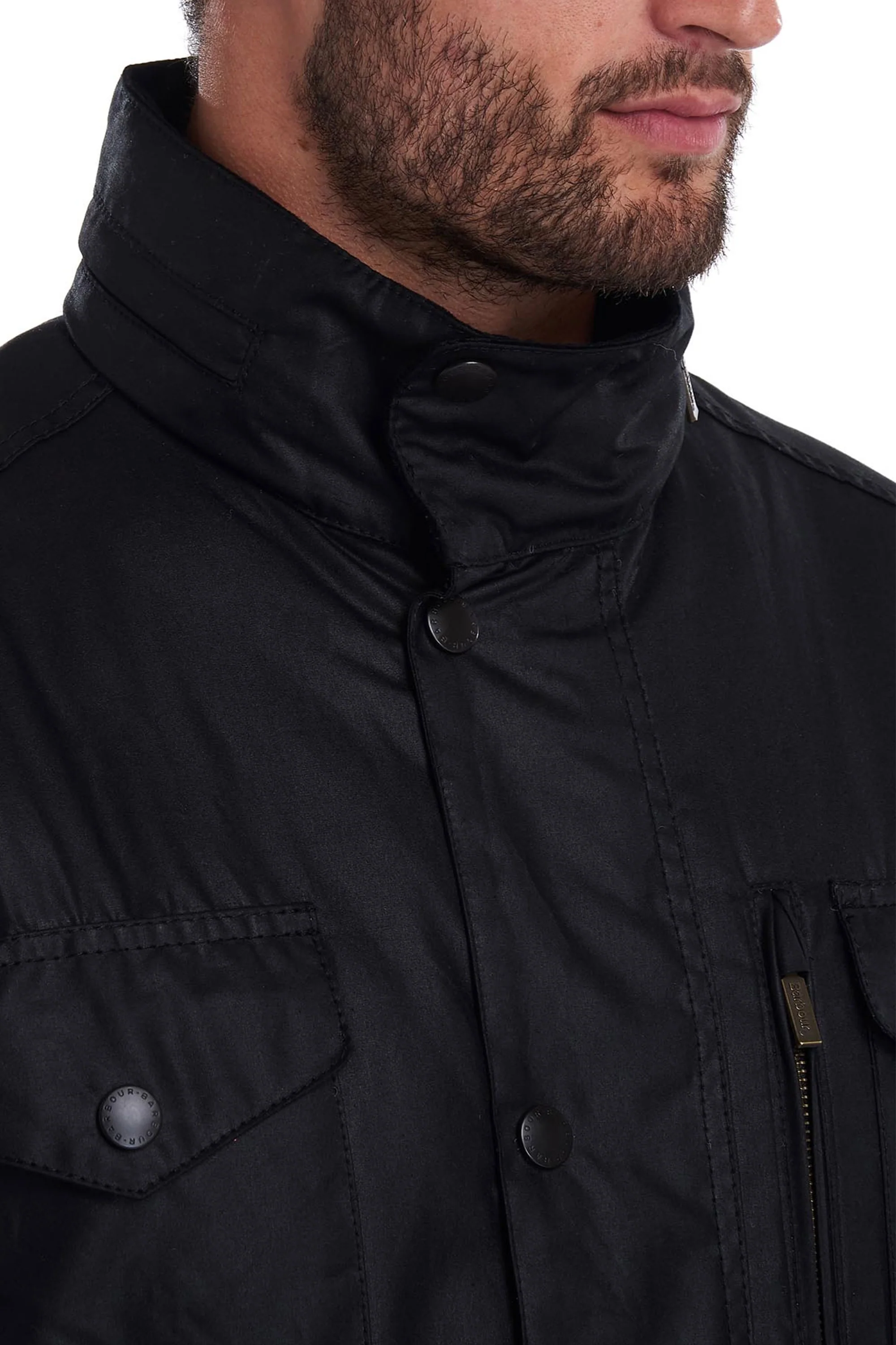 Barbour Sapper Wax Jacket Black - Image 4
