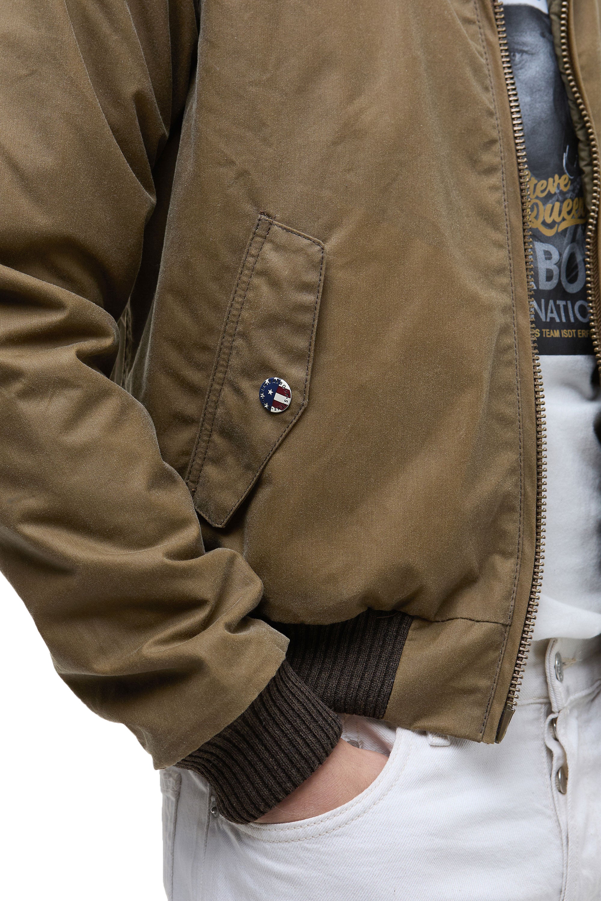 Barbour Steve McQueen Merchant Wax Jacket Sand - Image 6
