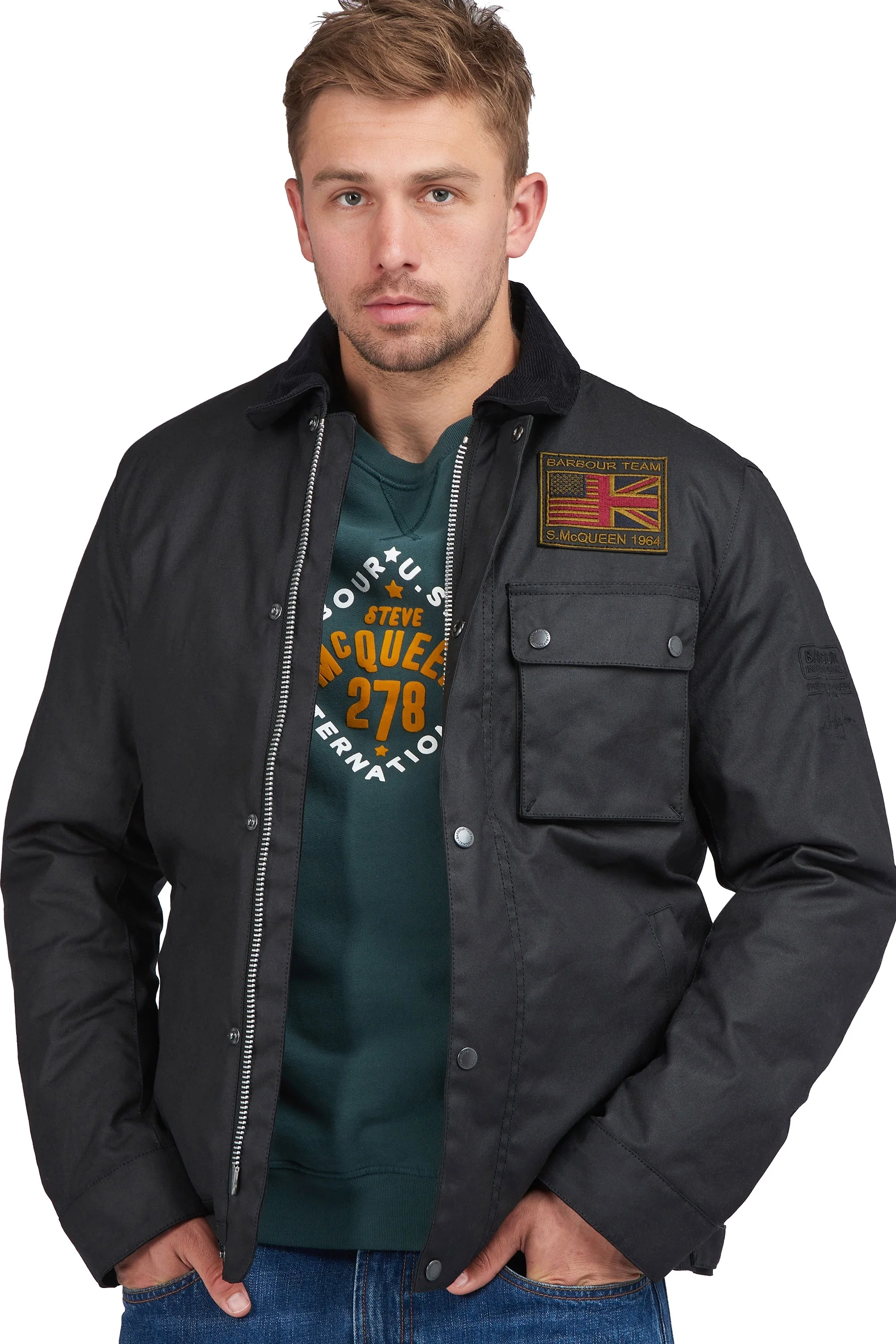 Barbour Steve McQueen Workers Wax Jacket Black - Image 3