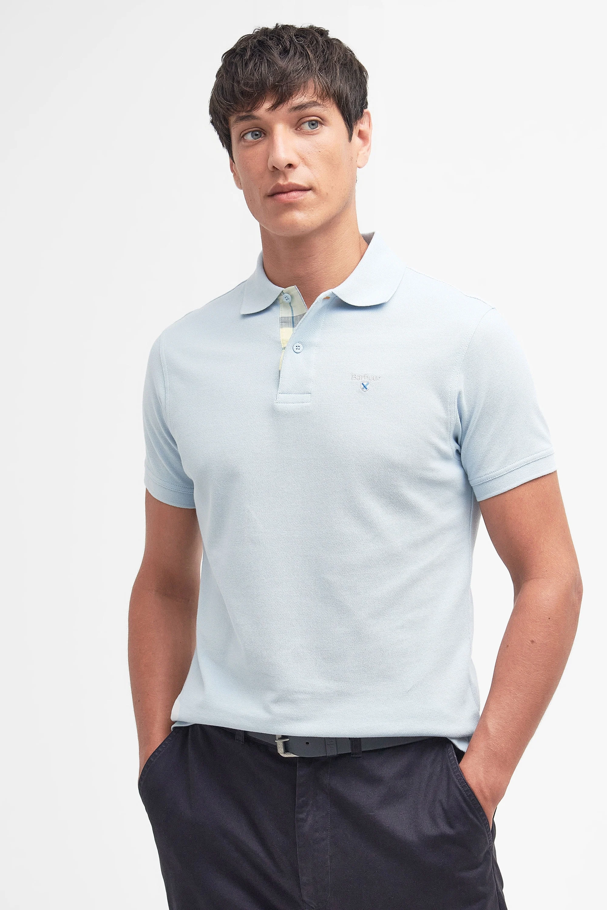 Barbour Tartan Pique Polo Niagara Mist - Image 4