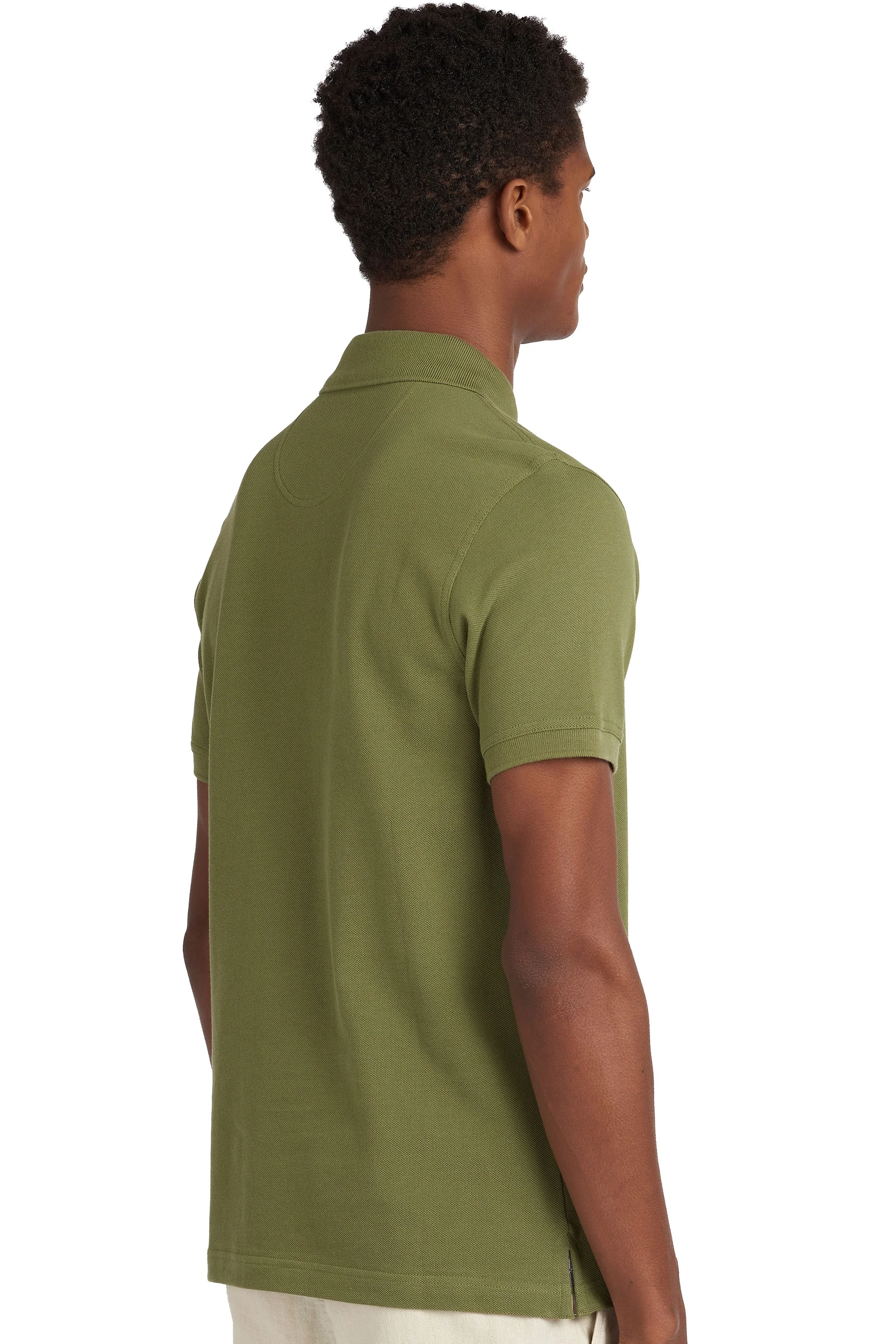 Barbour Tartan Pique Polo Shirt Burnt Olive - Image 3