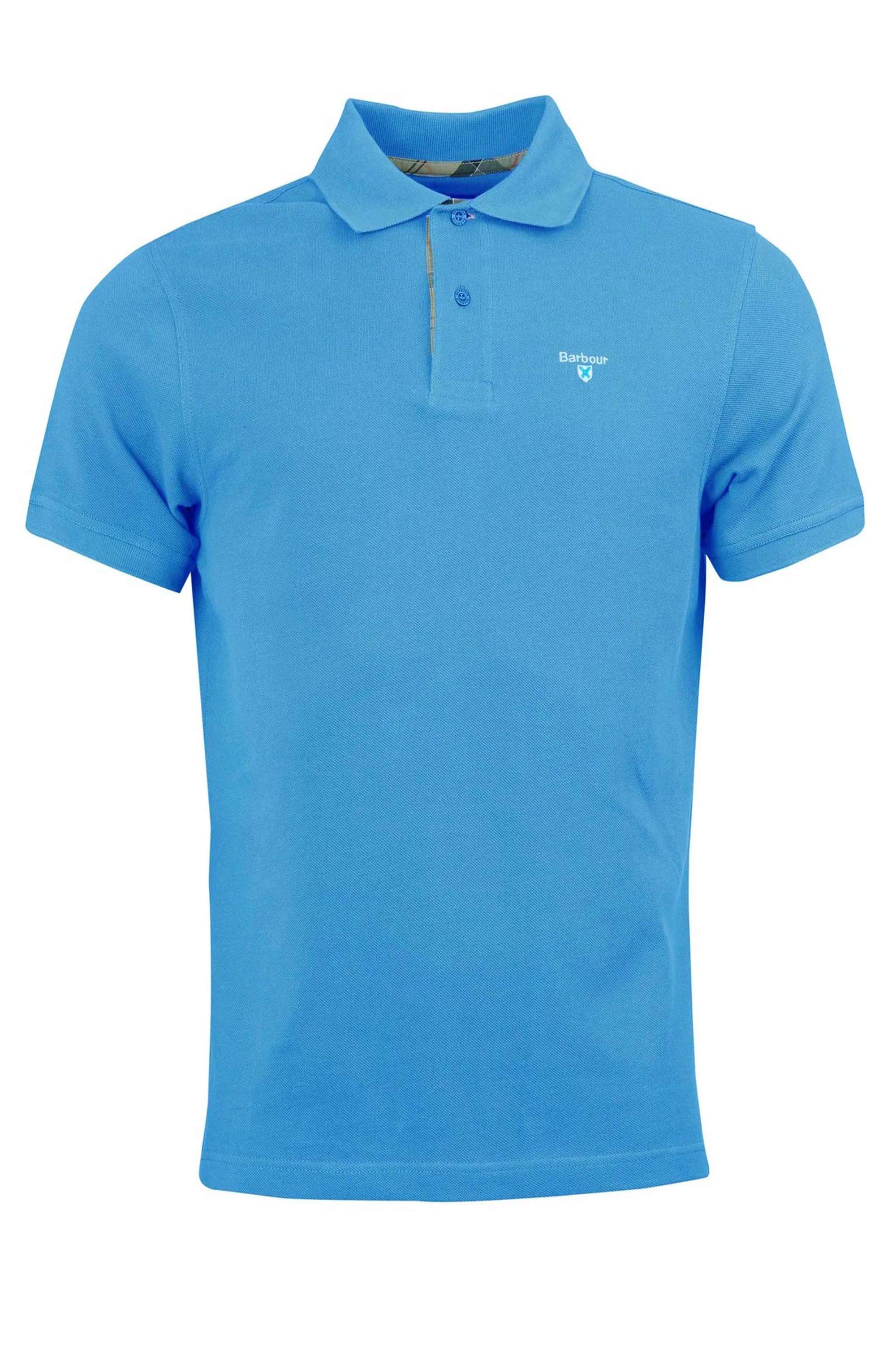 Barbour Tartan Pique Polo Shirt Delft Blue